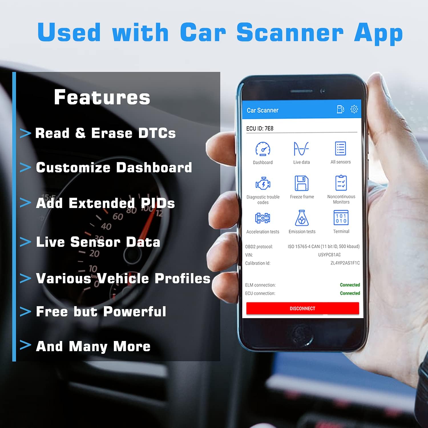 Veepeak Mini Bluetooth OBD2 Scanner Code Reader for Android (NOT for iOS) | Incompatible with iPhone or iPad. Check engine light diagnostics & live