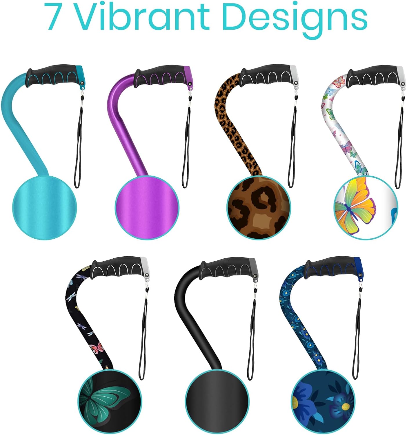Vive Walking Cane for Women, Men, Elderly - Patented Offset Grip - Lightweight Adjustable Walking Aid with a Non-Slip Tip - Sturdy Balancing Mobility Aid for Seniors