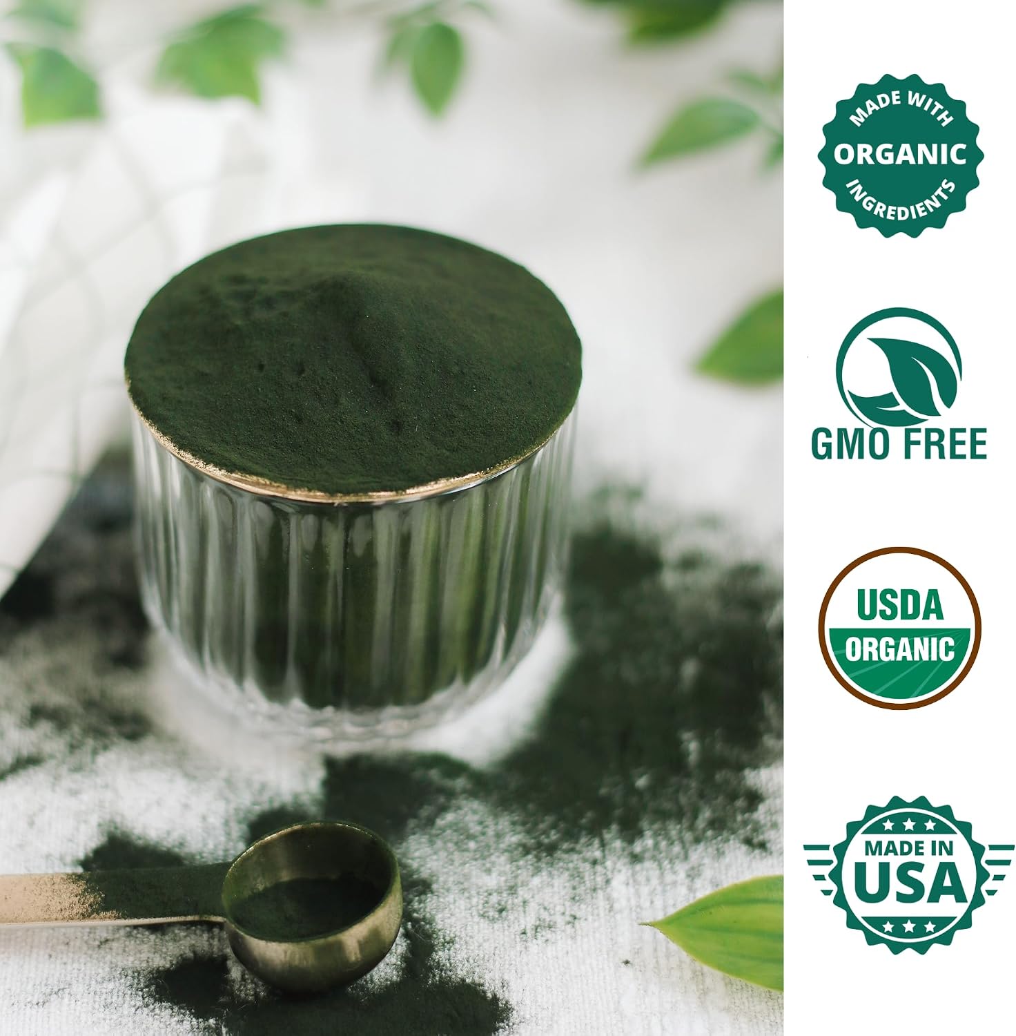 Chlorella Spirulina Powder Organic | Super Greens Powder and Smoothie Mix | Rich in Chlorophyll for Immune Support and Energy | Raw Vegan Protein