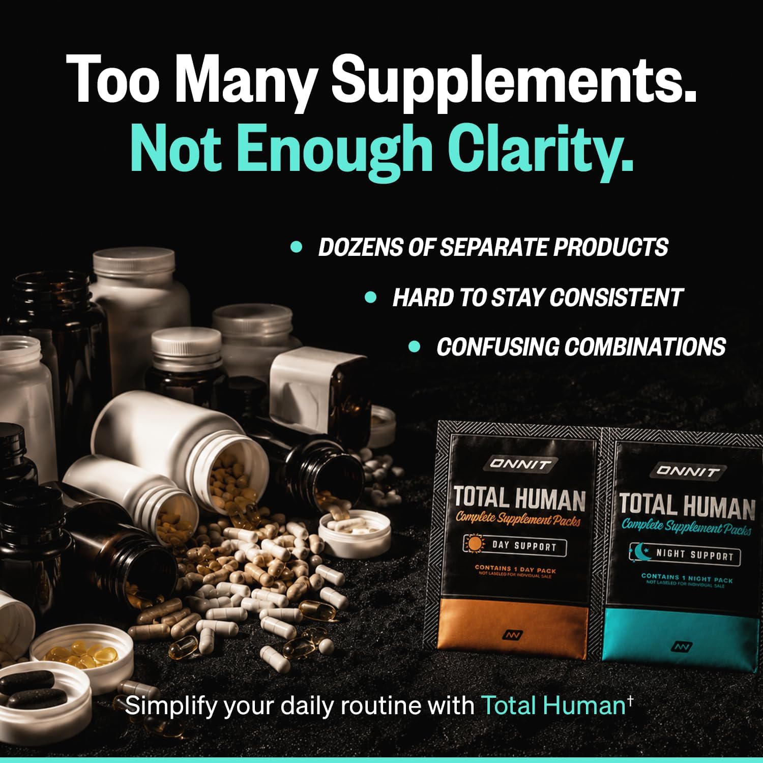 ONNIT Total Human Daily Multivitamin Packs for Men & Women, 30-Day Supply