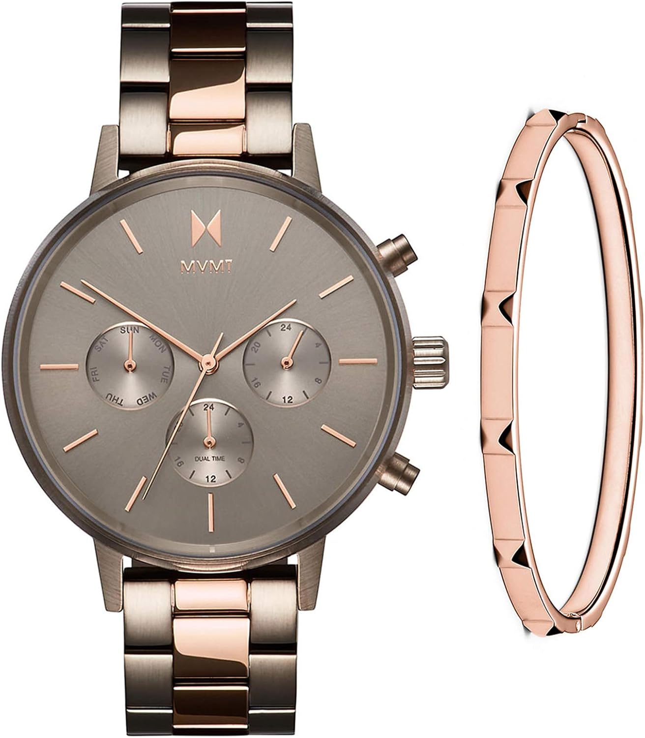 MVMT Nova - Dual Timezone Women’s Wristwatch - Minimalist Dress - 3 ATM/30 Meters Water-Resistant Timepiece - Interchangeable Bands - 38mm