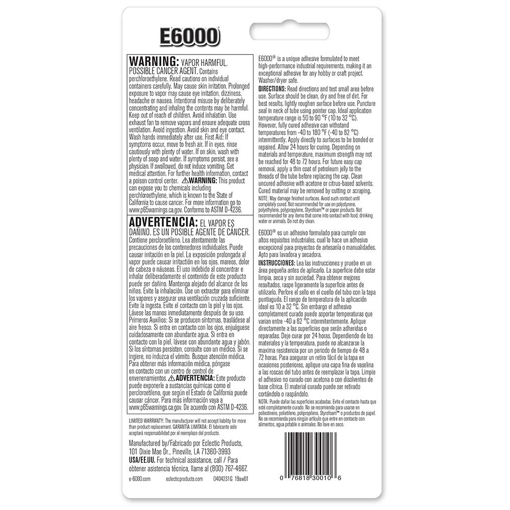 E6000 230010 Craft Adhesive, 3.7 Fluid Ounces, clear