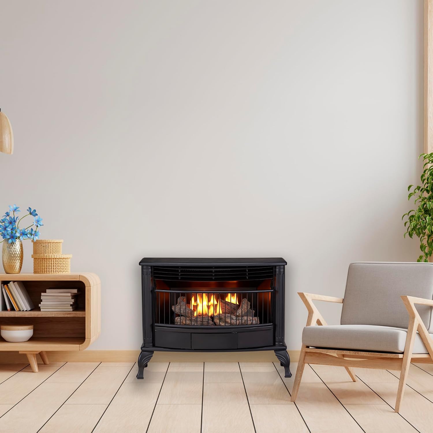 ProCom Ventless Dual Fuel Gas Stove - 25,000 BTU, Remote Control, Black Finish - Model# QNSD250RT