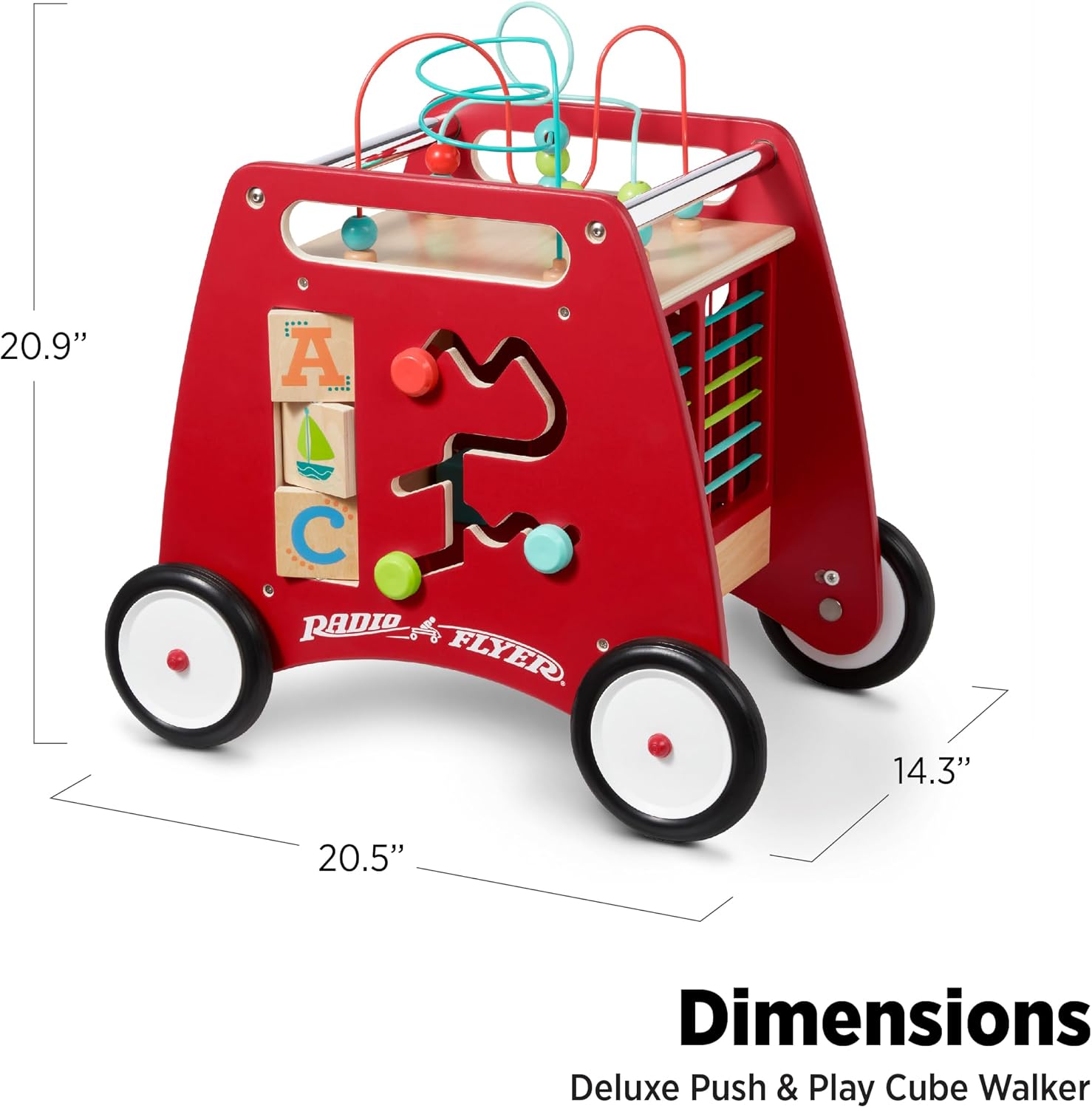 Radio Flyer Classic Walker Wagon, for Kids 1-4 Years Old, Red | Resistance Clickers to Control Speed, Baby Push Walker with Furniture Bumper, For Indoor Play