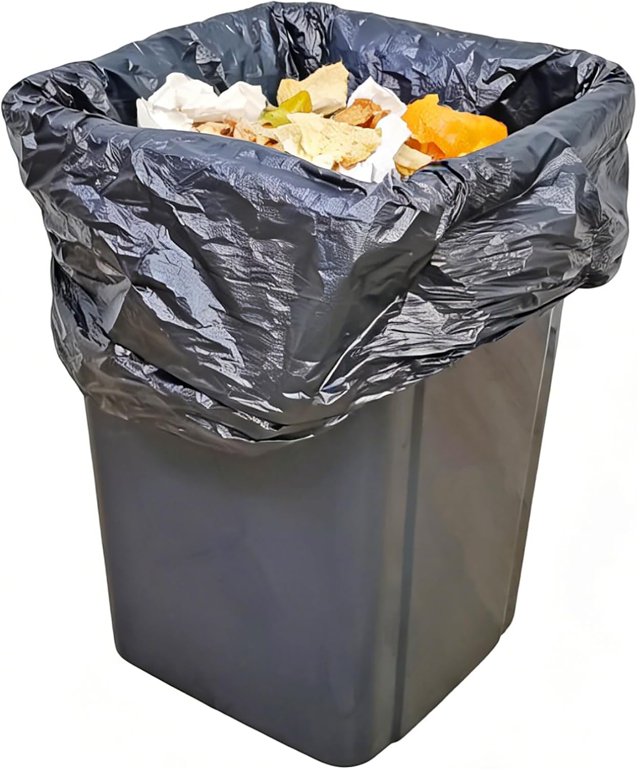 FixtureDisplays® 26 Gallon Square Grey Trash Can Black Garbage Waste Bin Container Heavy Duty Receptacle 19.3x19.3x26" 15052