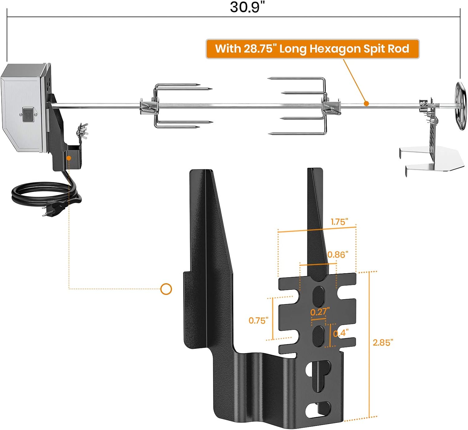onlyfire Stainless Steel Grill Rotisserie Kit for Most Gas Grills