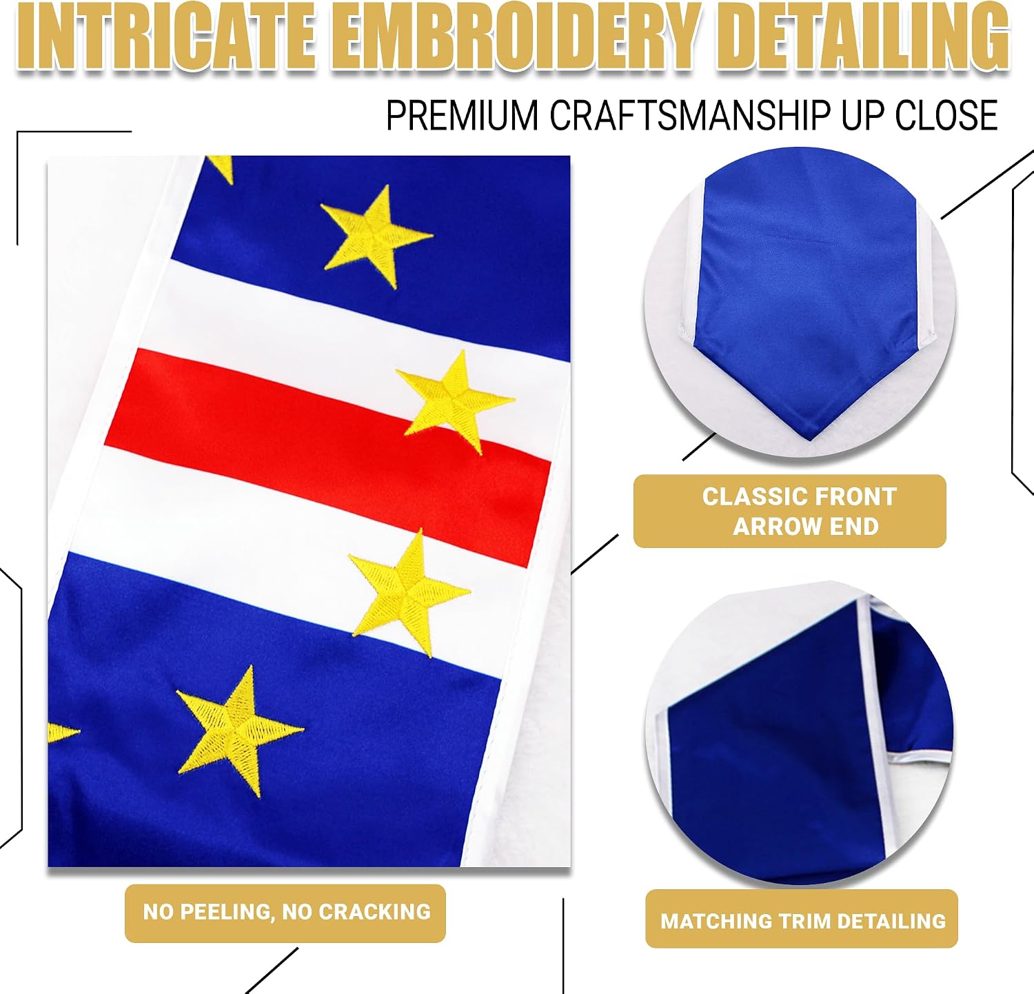 YOXEULL National Flag Embroidered Graduation Stole with Trim, Graduation Sash Graduates Gift, 72"