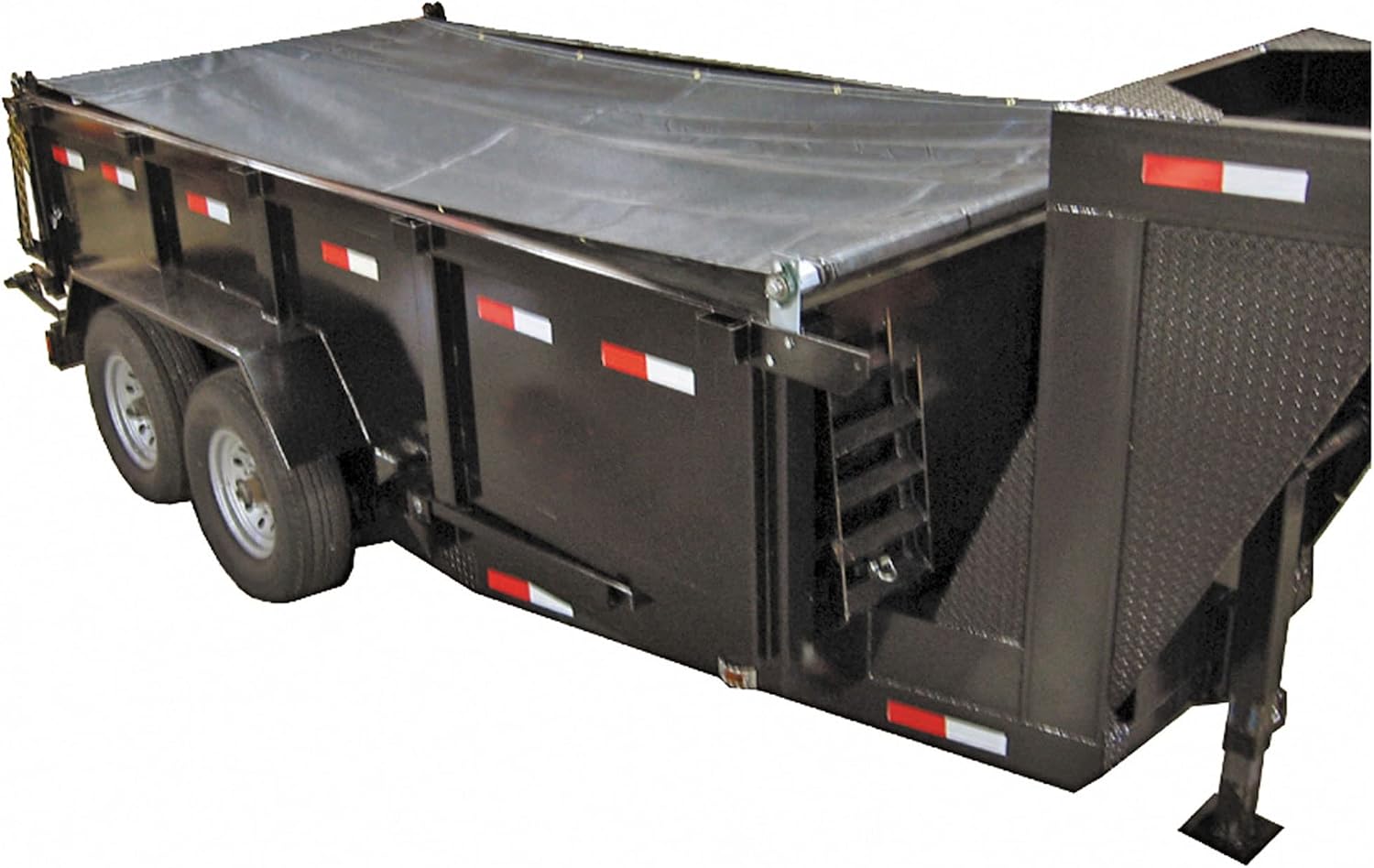 Buyers Products DTR7018 Aluminum Tarp System with Mesh Tarp, 7 x 18 Feet – Dump Body Tarp Kit, Dump Trailer Accessories, Heavy Duty Double-Stitched Hems, Brass Grommets, Telescoping Roller