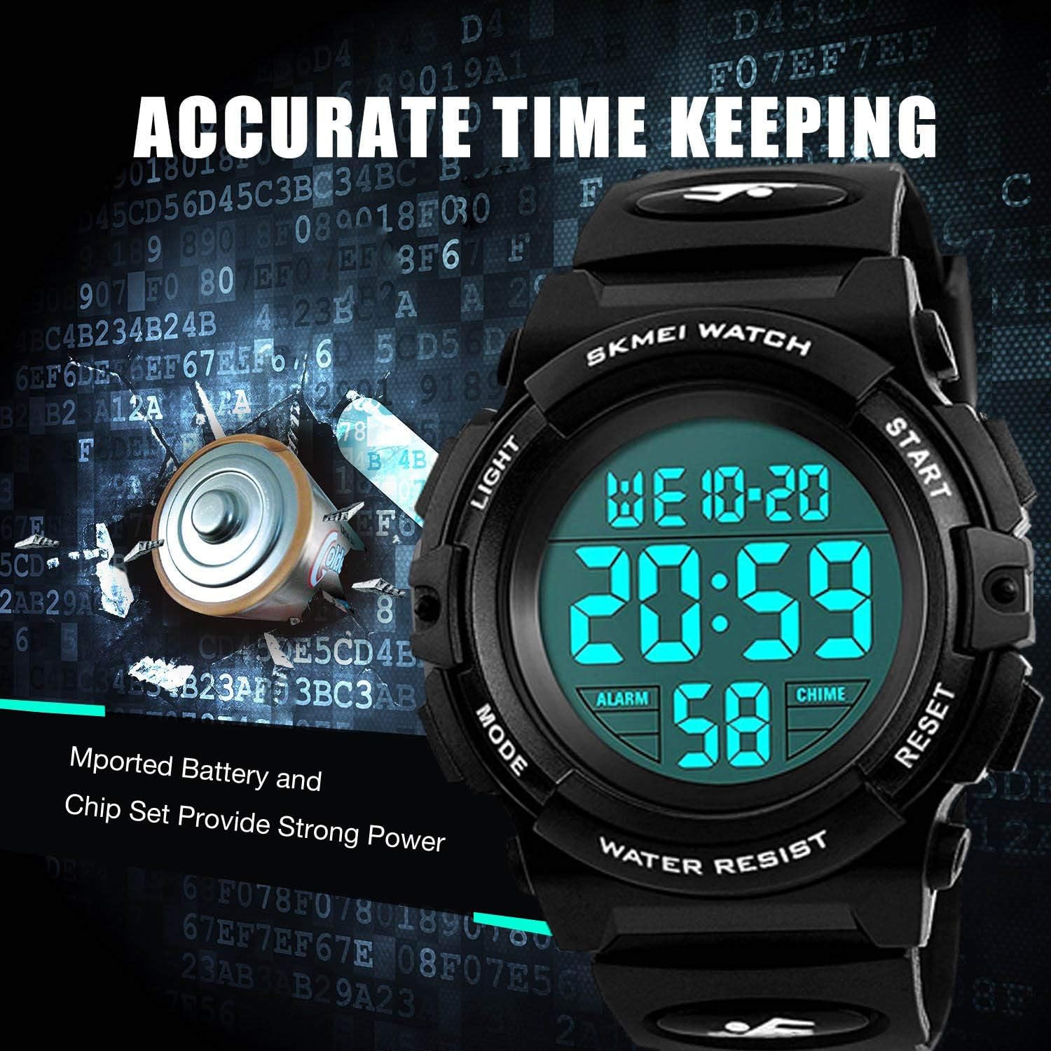 cofuo Kids Digital Watch for Boys Girls, Boys Watches Ages 3-17,Sport Outdoor Watch for Kid, 50M Waterproof Analog Multifunctional Chronograph LED Alarm Stopwatch Silicone Band, Kids Gift