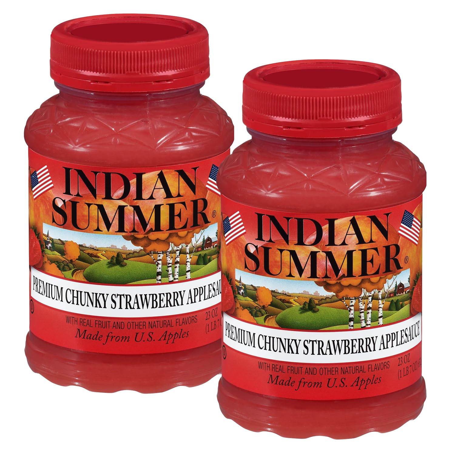 Indian Summer Chunky Peach Applesauce, 23 Ounce (Pack of 6), Made in USA
