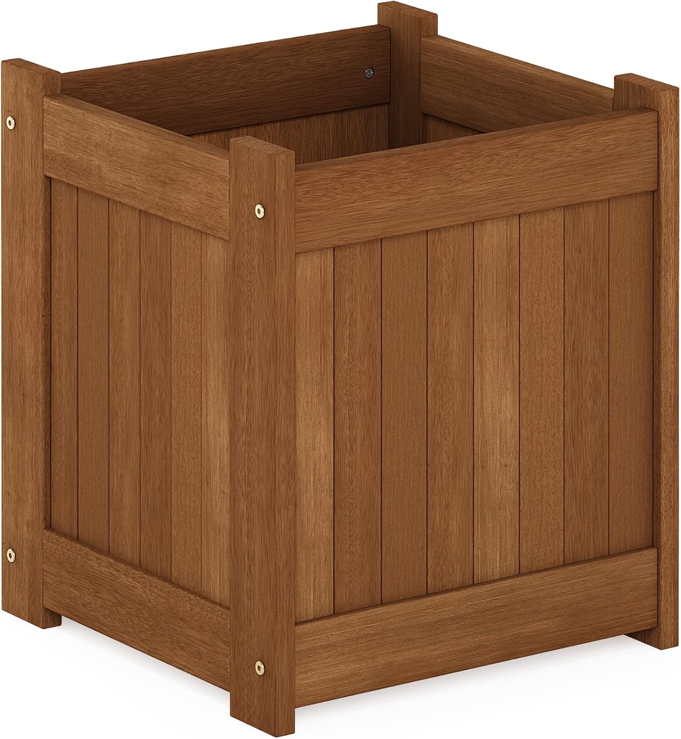 Furinno 2-FG16450 Tioman Hardwood Flower Box, Two-Pack, Natural | 15.4 x 15.4 x 17.7, Flower Box, Garden Box, in Teak Oil, Outdoor Indoor, Garden, Patio, Balcony