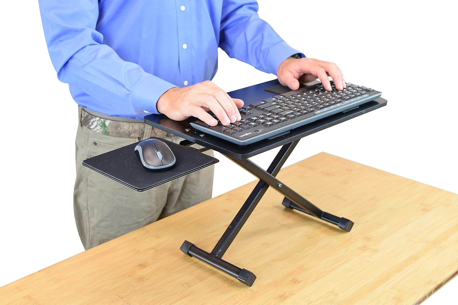 Uncaged Ergonomics KT3 Computer Keyboard Stand & Riser for Desk, Adjustable Raised Wrist Friendly Keyboard Stand Tray & Mouse Stand Lift Negative TIlt