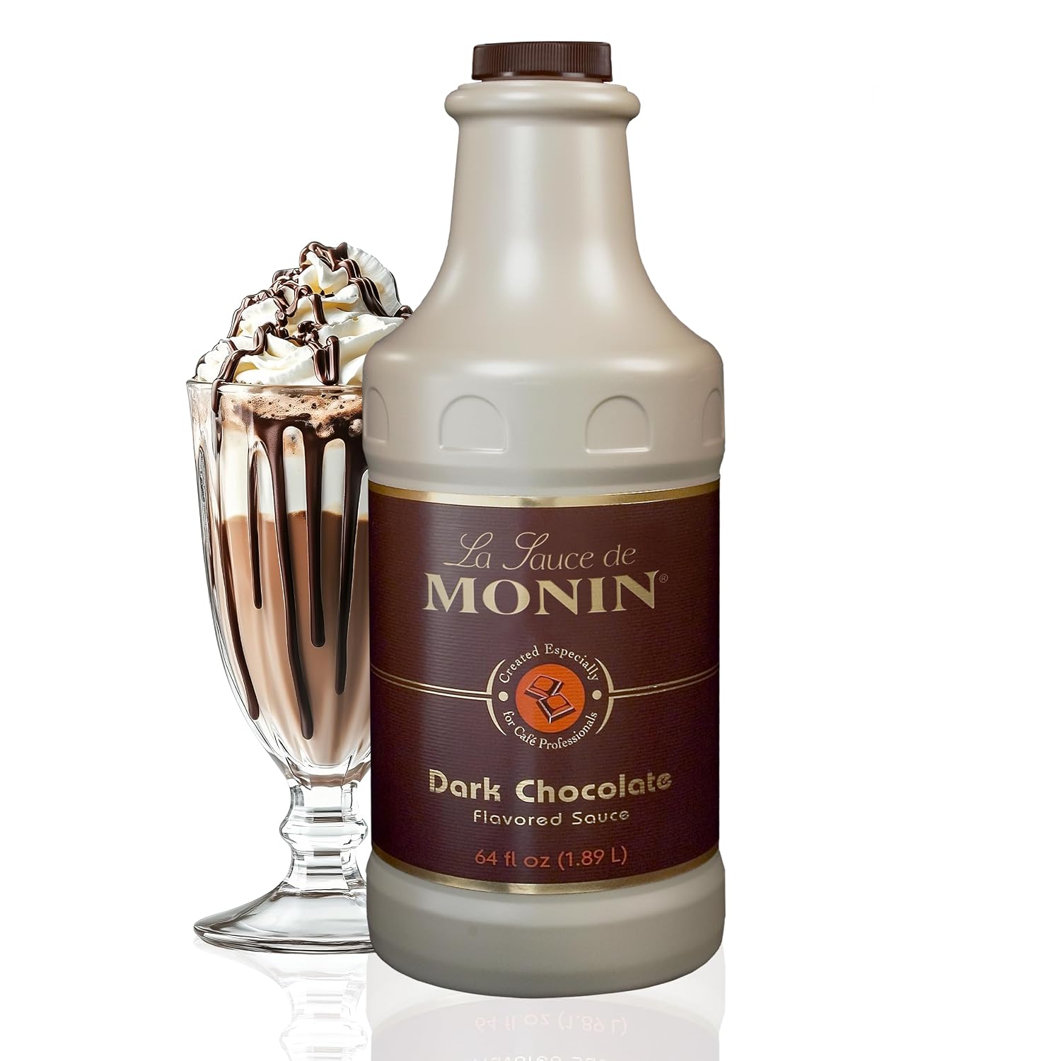 Monin - Sugar Free Dark Chocolate Sauce, Velvety and Rich, Great for Desserts, Coffee, and Snacks, Gluten-Free (64 Ounce)