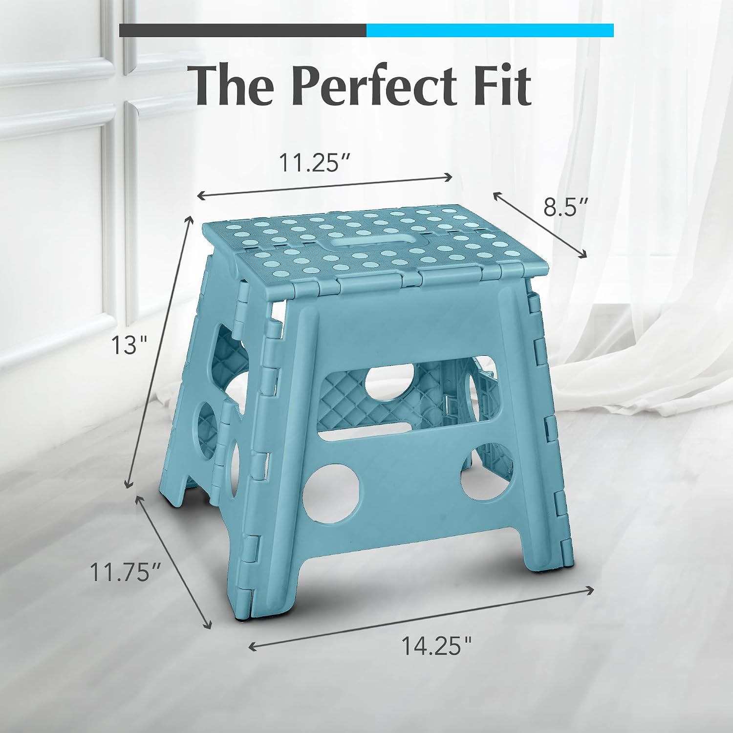 Handy Laundry Folding Step Stool 9 Inch, Black, Non-Slip Holds 300 lbs | 9 Inch, Black, Foldable Collapsible Step Stool, Non-Slip, Holds 300 lbs, Kitchen Bathroom Bedroom, Adults