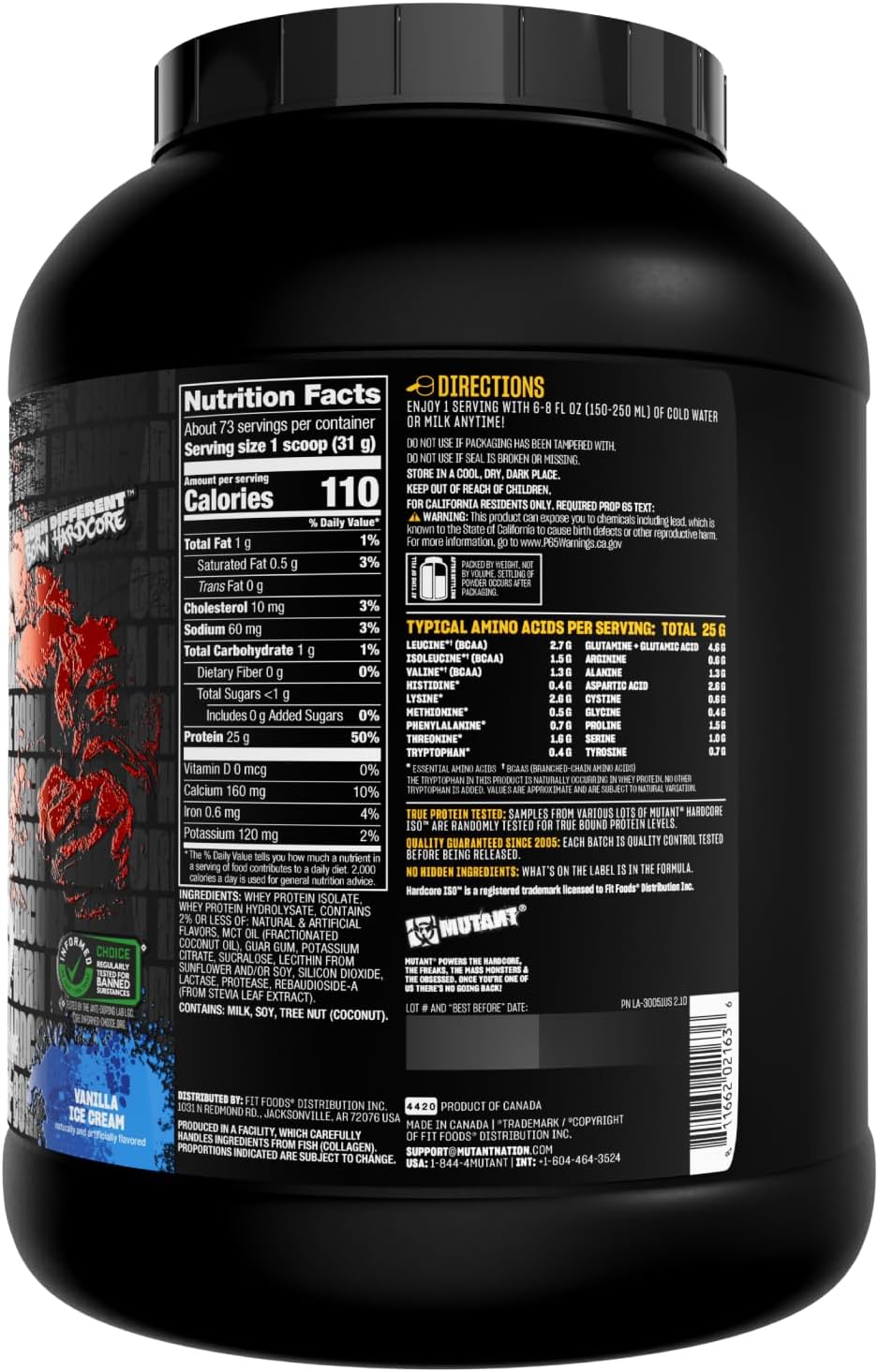 Mutant Hardcore ISO, Whey Protein Isolate, Strawberry Milkshake, 5 lb