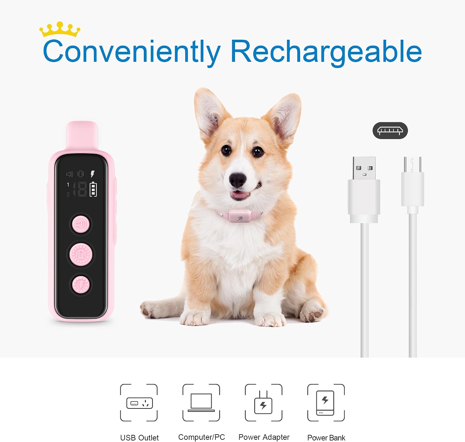 Bousnic Dog Shock Collar for 2 Dogs - (8-120lbs) Waterproof Rechargeable Electric Dog Training Collar with Remote for Small Medium Large Dogs with