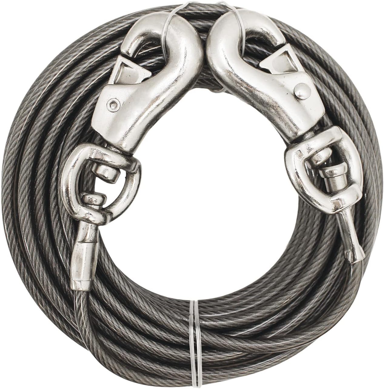 Boss Pet Products Prestige Super Beast XXL 40 Foot Heavy Duty Dog Tie Out Leash with Vinyl Coated Cable and Twin Swivel Snaps for Dogs Up to 250