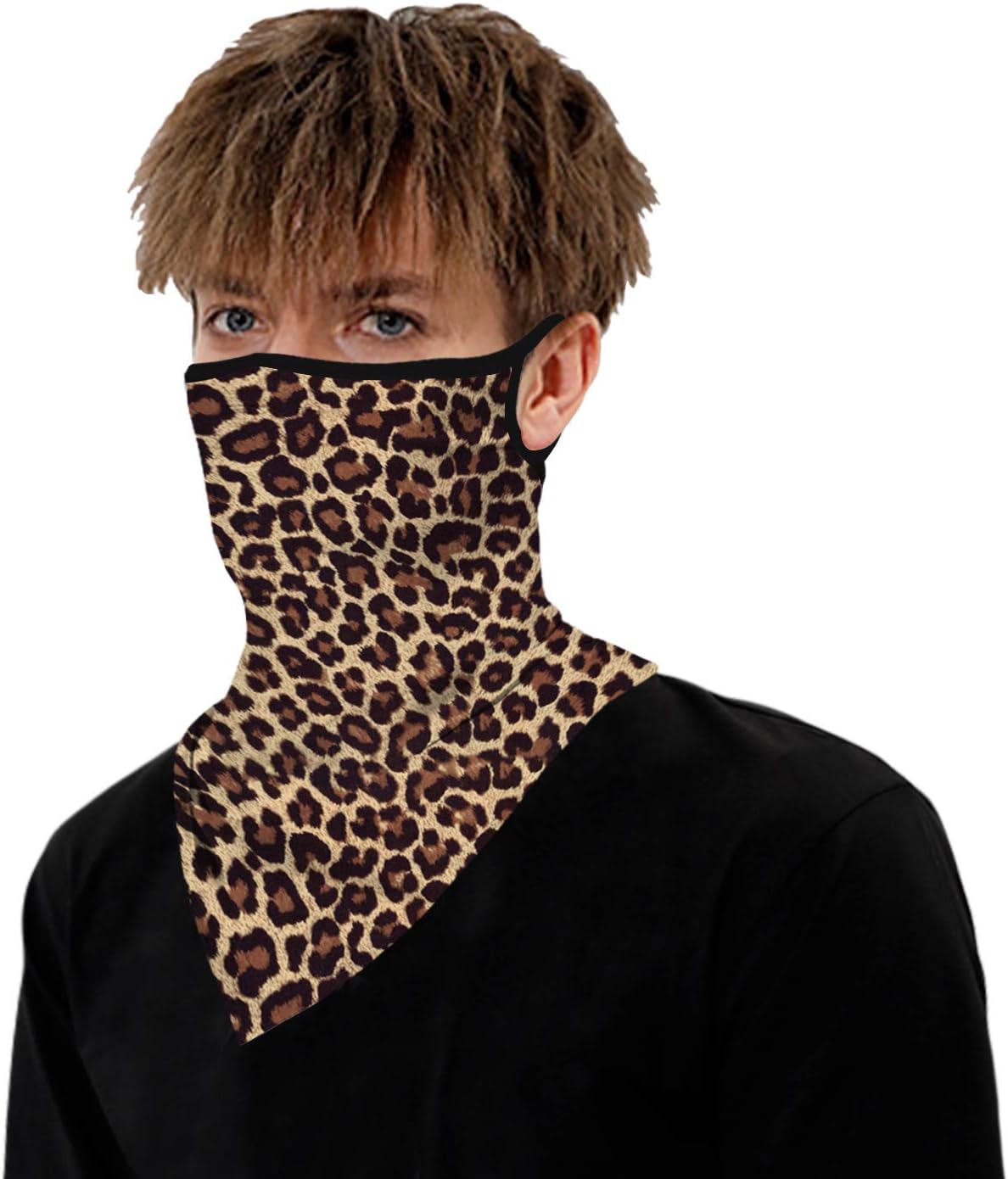 YAYOUREL Neck Gaiter Face Mask Bandanas for Men Women UV Face Scarf Cover Ear Loop Hole Facemask for Fishing Running Cycling