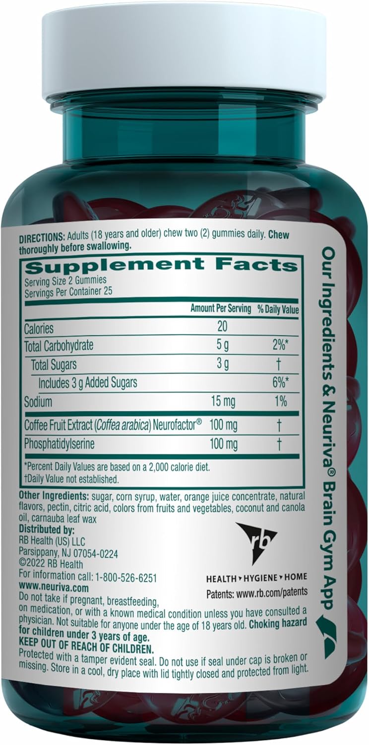 NEURIVA Plus Brain Supplements for Memory and Focus, Clinically Tested Nootropics Neurofactor and Phosphatidylserine with Vitamin B12, Vitamin B6