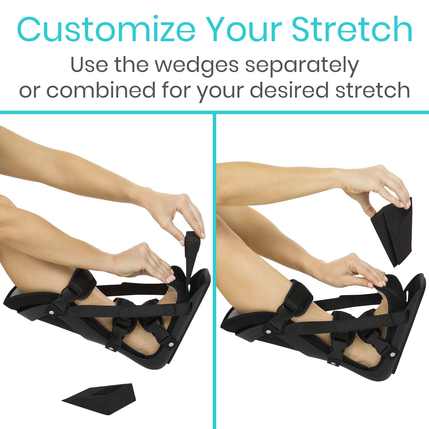 Vive Plantar Fasciitis Night Splint for Men & Women - Stabilizer Brace | Relieves Inflammation - Foot Support Boot Features Adjustable Hook and Loop Straps for Achilles Pain Relief