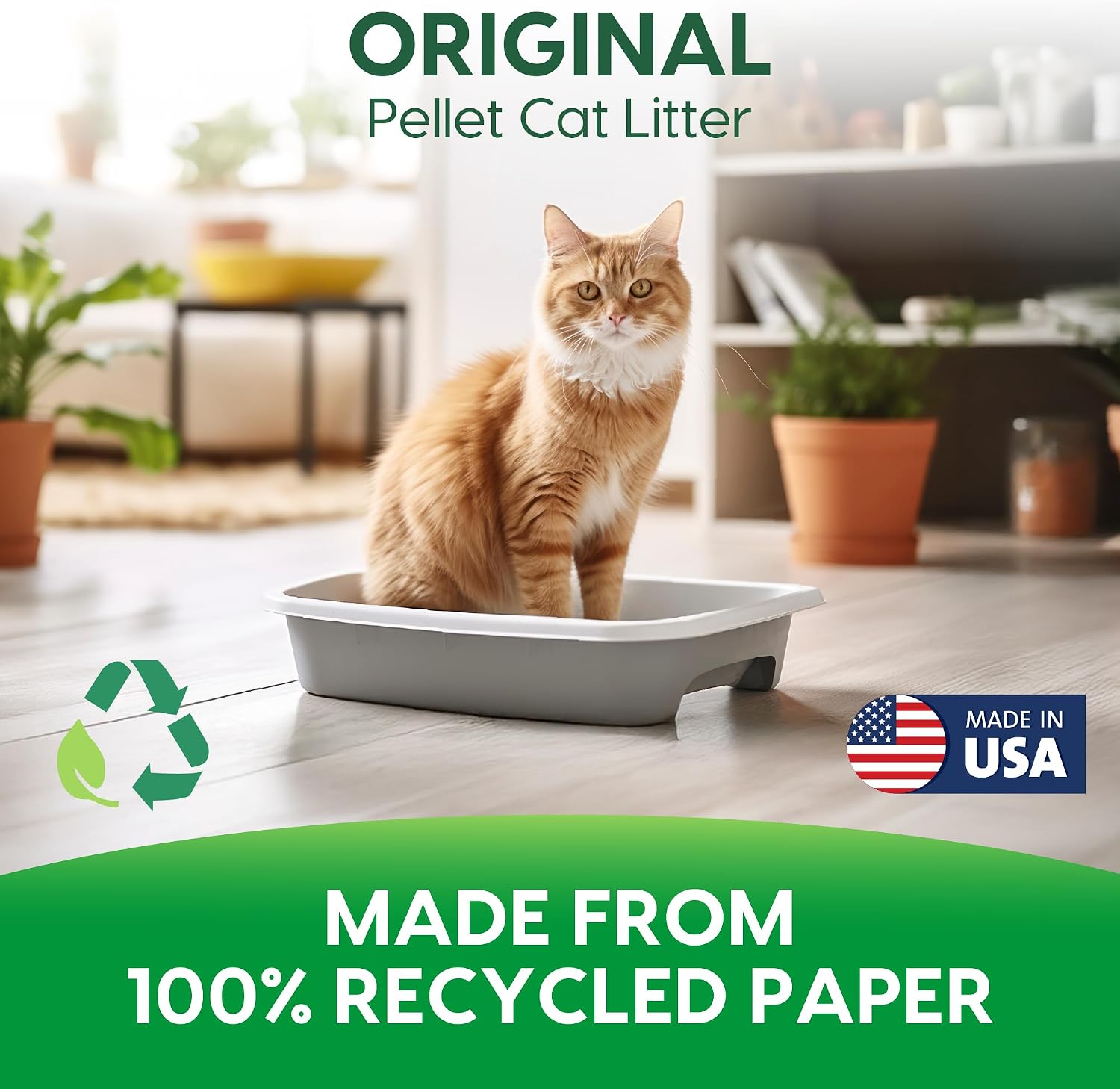 Fresh News Recycled Paper Original Pellet Cat Litter, 25 Pound, Non-Clumping, Unscented, Made in USA