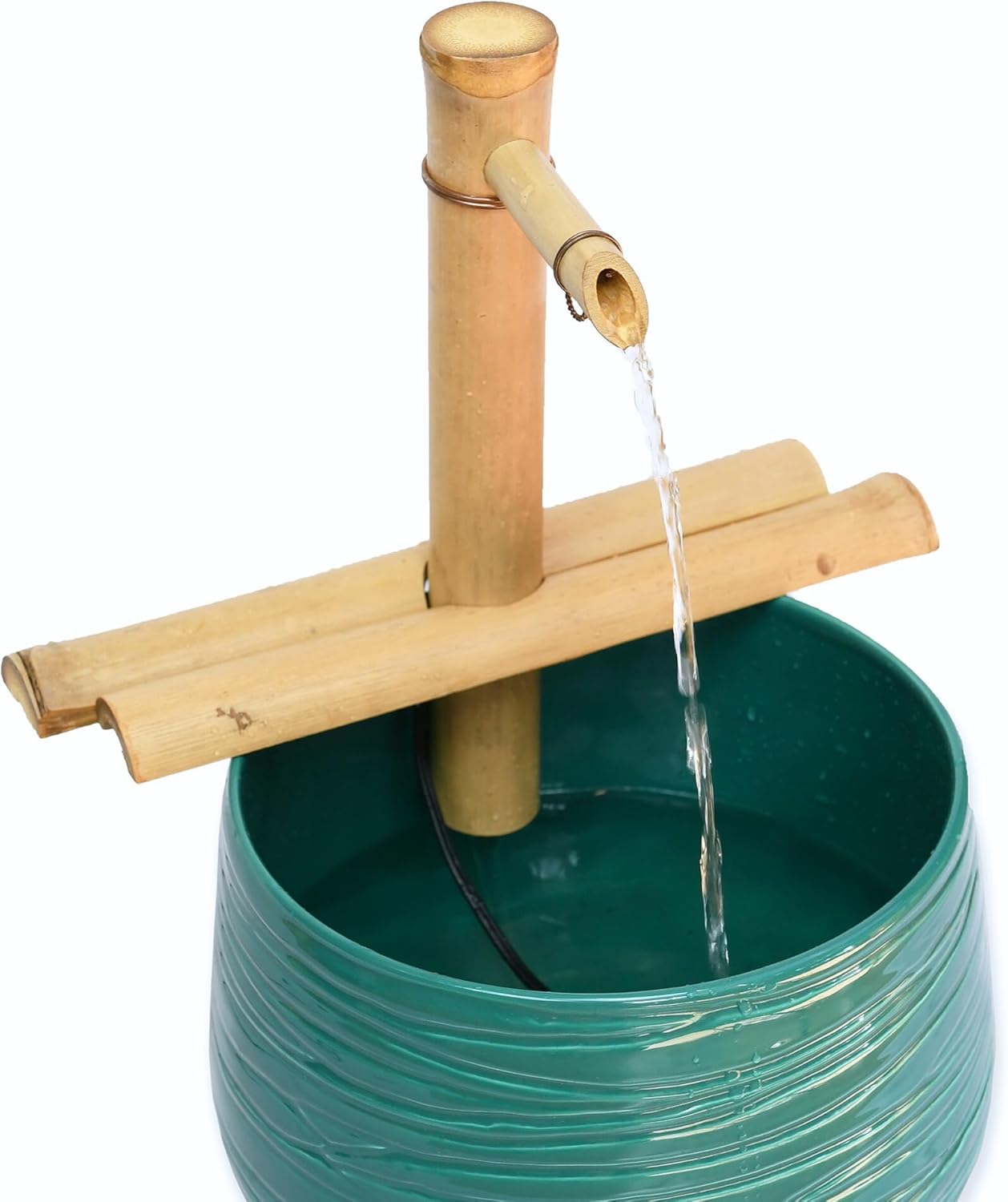 12" Adjustable Bamboo Fountain Kit with Pump – Classic Zen Water Feature for Bowls, Basins, Water Gardens & Patio Decor