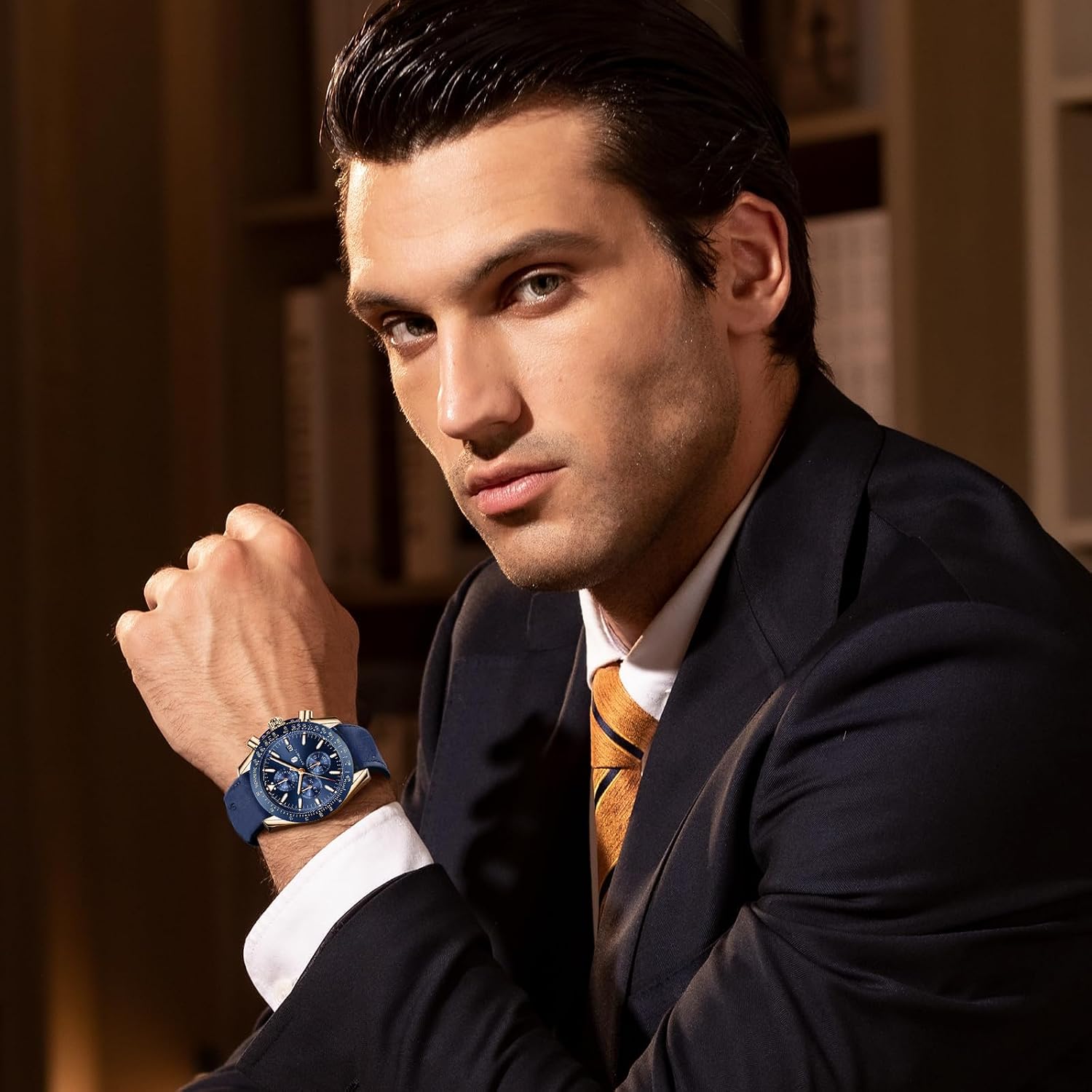 BENYAR Watch for Men Analog Quartz Chronograph Waterproof Luminous Designer Mens Wrist Watches Business Work Sport Casual Dress Watch with Silicone Strap Elegant Gifts for Men