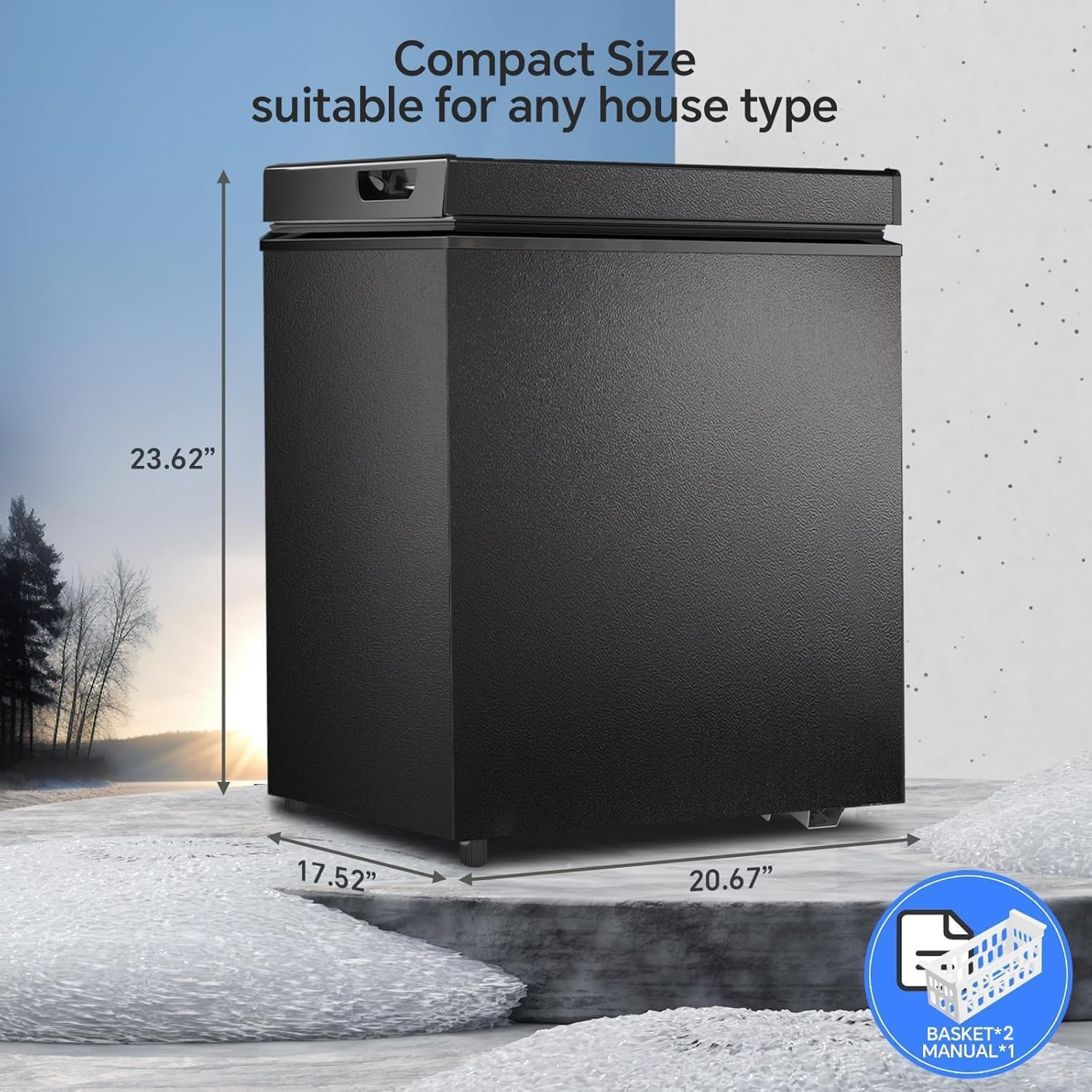 Kismile 7.0 Cubic Feet Chest Freezer, Deep Freezer for Home, Black
