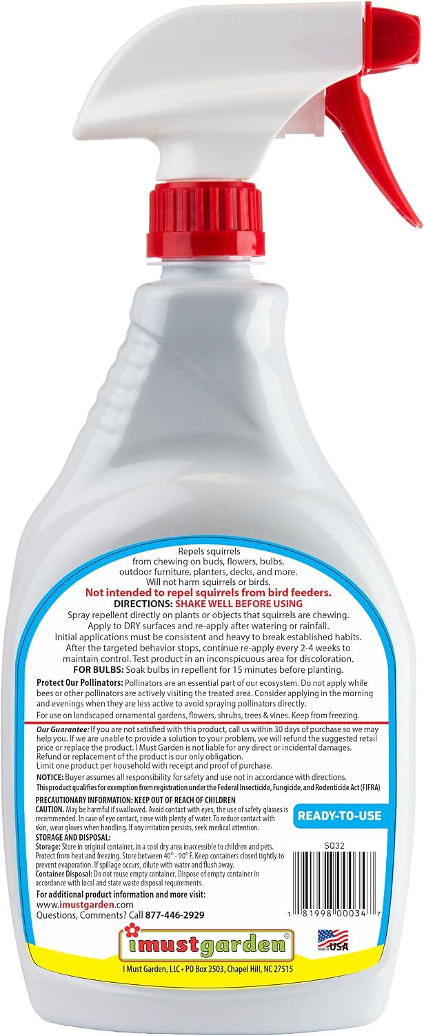 I Must Garden Squirrel Repellent: Stops Chewing on Plants/Furniture - 1 Gal