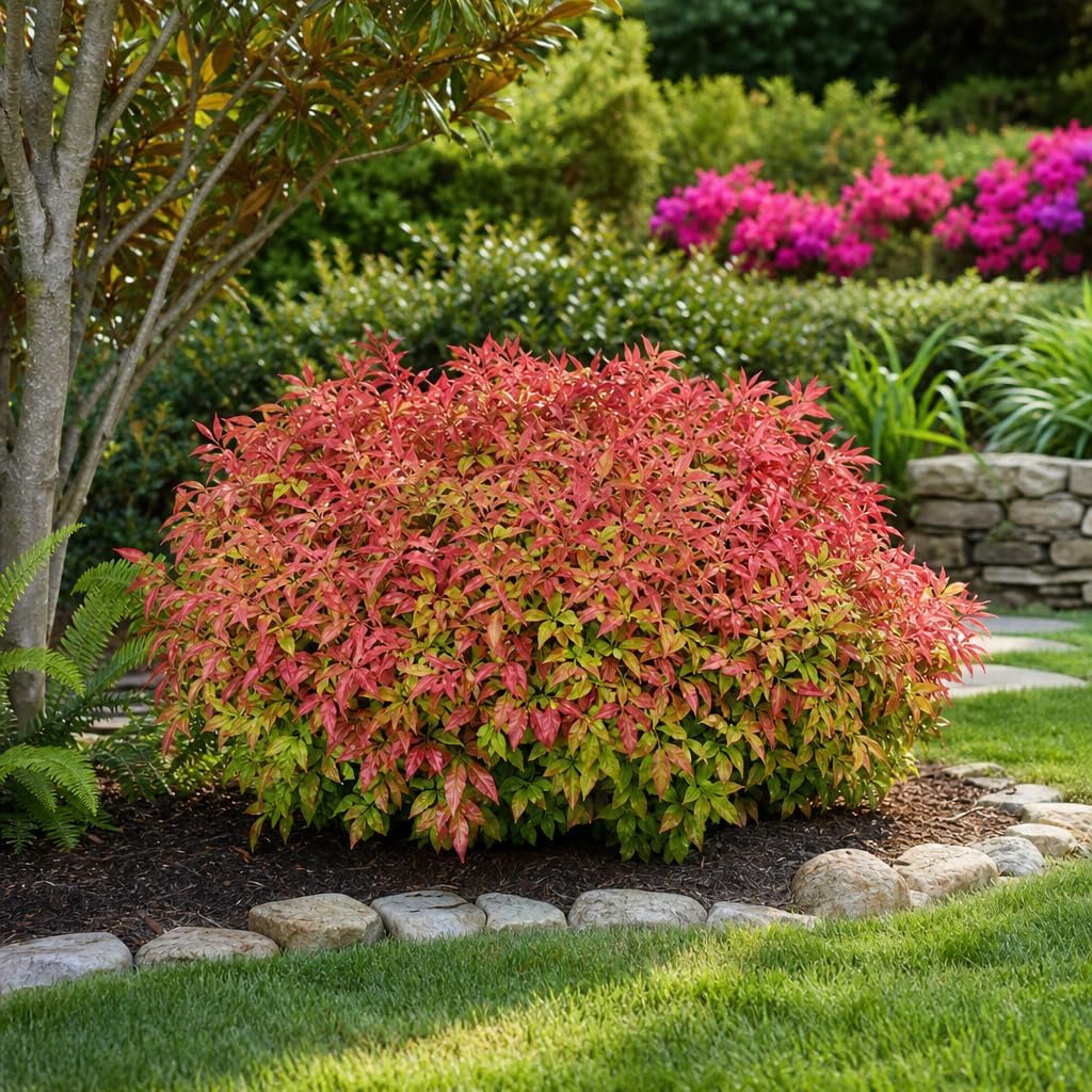 Heavenly Bamboo - Nandina Domestica - 1 Live Gallon Size Plant - Beautiful & Colorful Low Maintenance Foliage