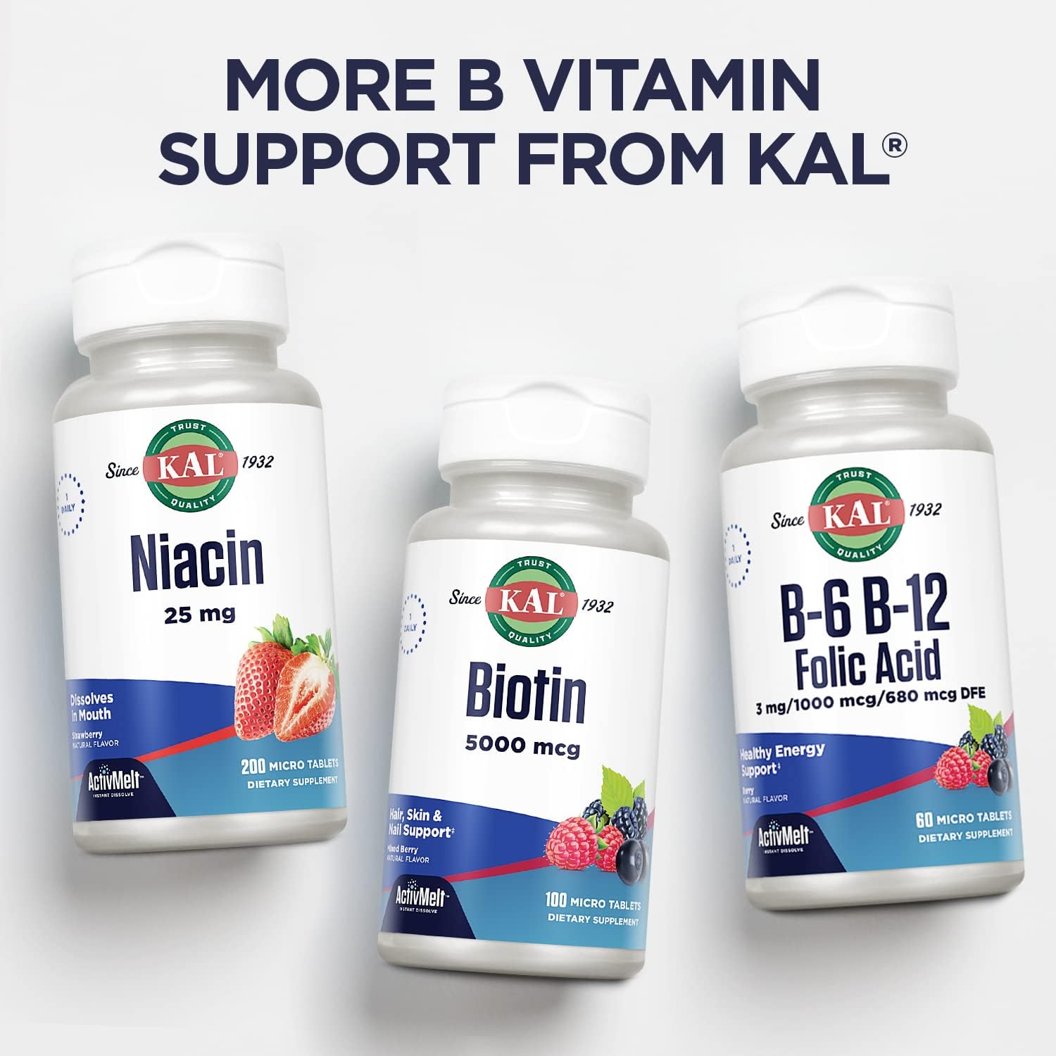 KAL Vitamin B-6 B-12 Folic Acid DropIns, Liquid Vitamin B Supplement Drops, Heart Health, Energy, Red Blood Cell Support with Methyl B12 and Methyl Folate, Natural Mixed Berry Flavor, 59 Servings, 2oz | Cardiovascular, Energy & Nerve Support - Active P-5…