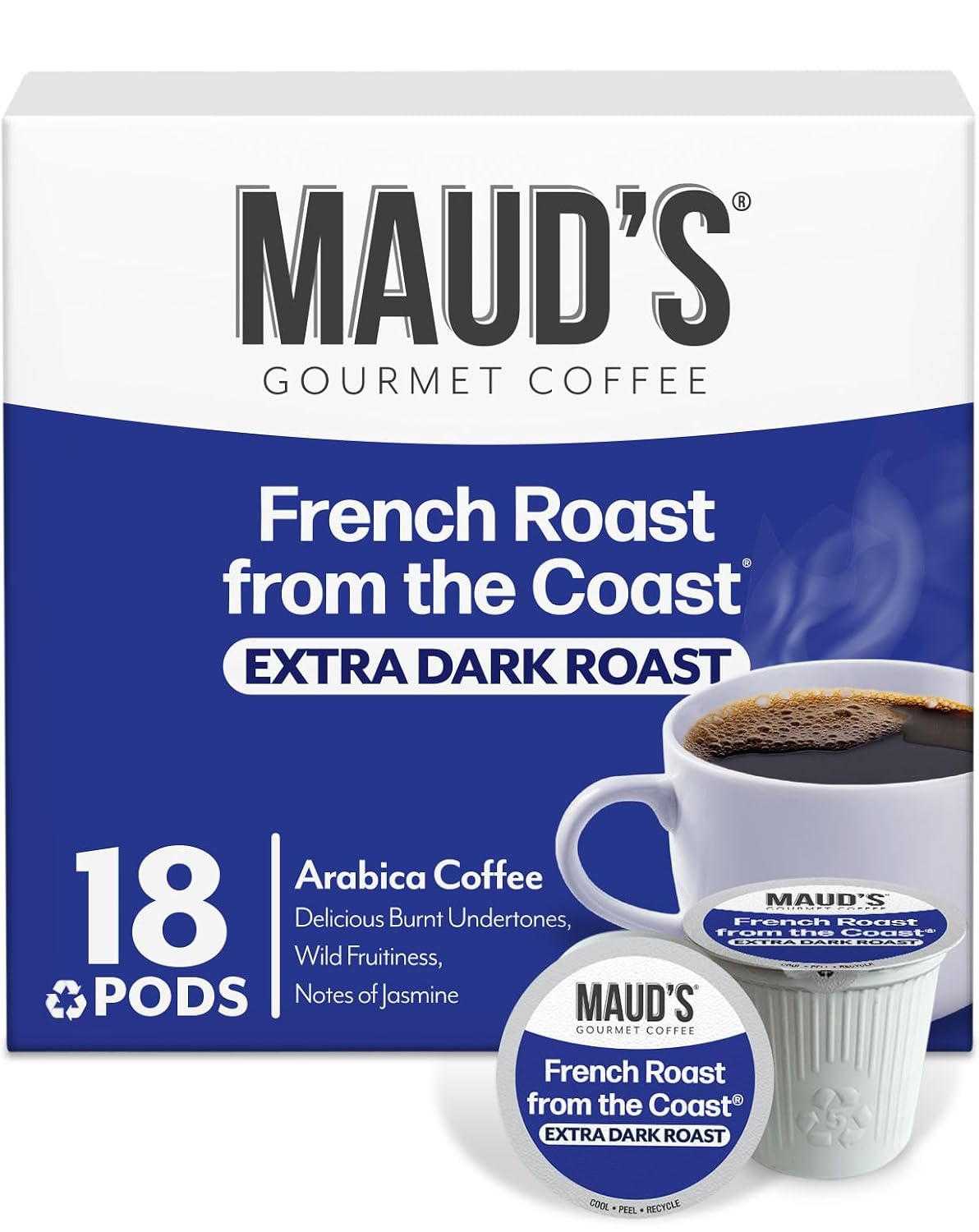 Maud's Dark Roast Coffee Pods, 100ct | Dark Roast Coffee in Single Serve Pods – Compatible with Keurig Coffee Makers