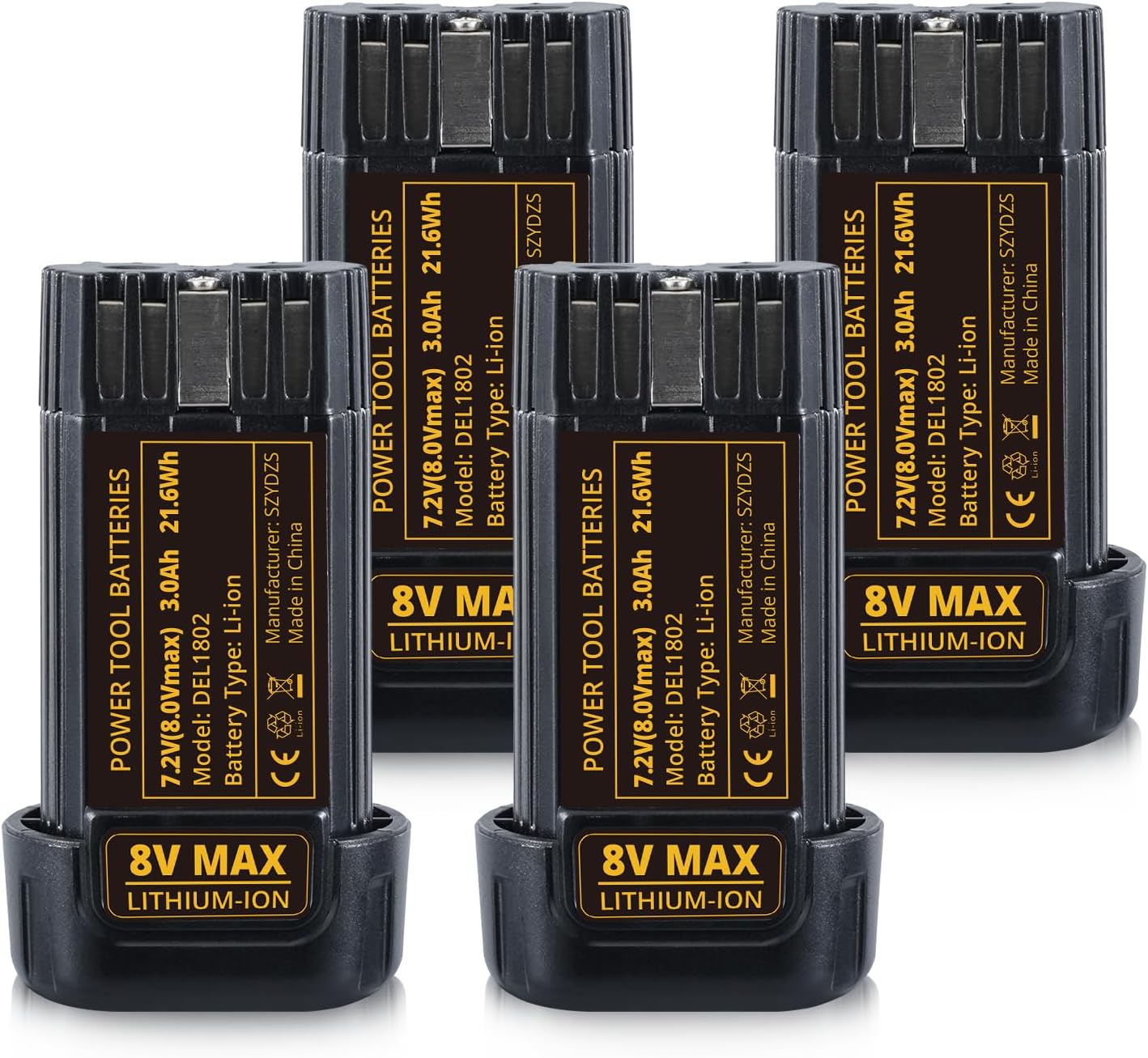 3.0Ah DCB080 Battery Replacement for Dewalt 8V Battery 2Pack | Fits DCF680N1 DW4390 DCF680N2 DCF680G2