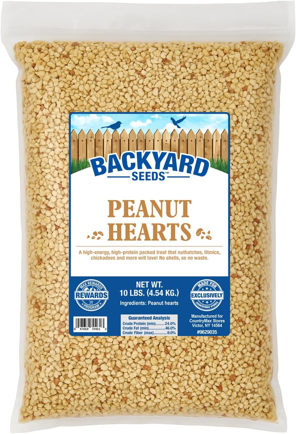 CountryMax Backyard Seeds Shelled Whole Peanuts for Woodpeckers, Birds, Squirrels & Wildlife – Premium Wild Animal Food, 10 lbs Bag
