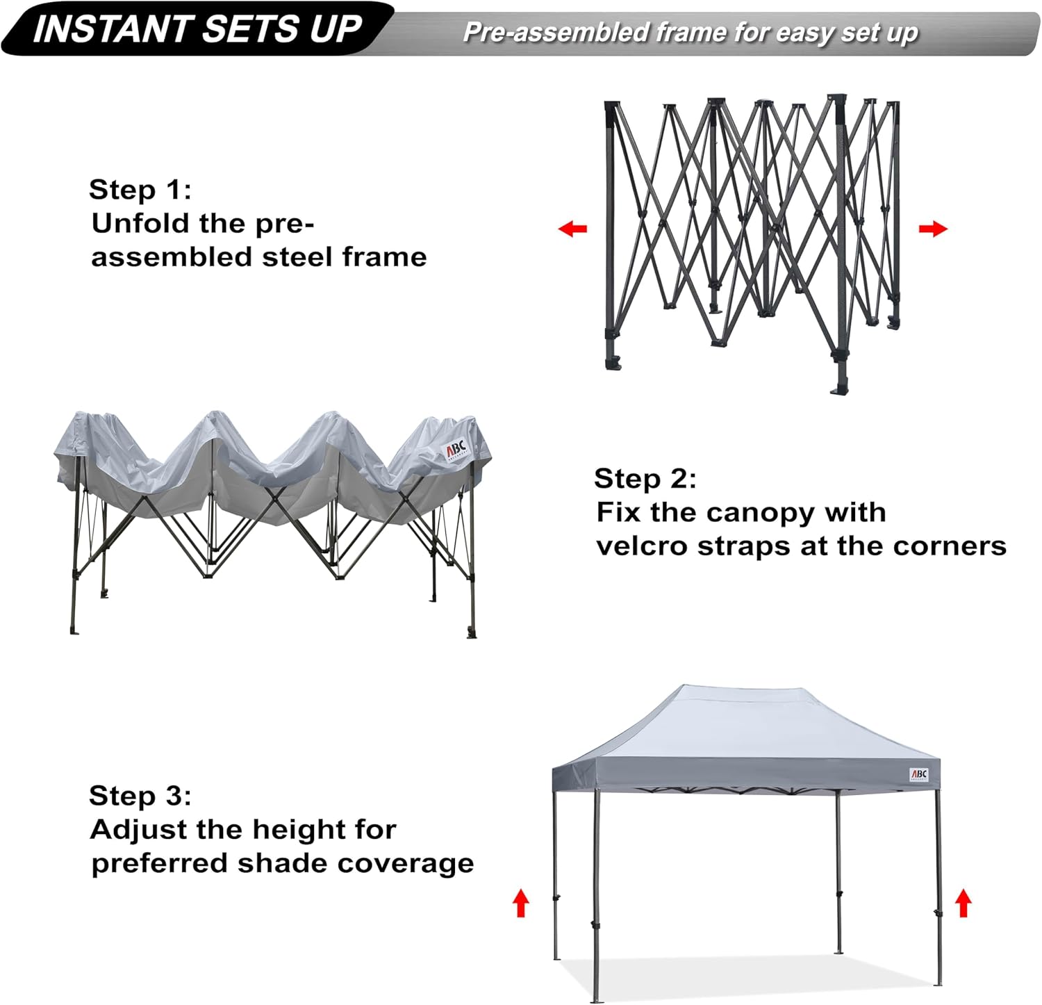 ABCCANOPY Patio Pop Up Canopy Tent 10x10 Commercial-Series (Black)