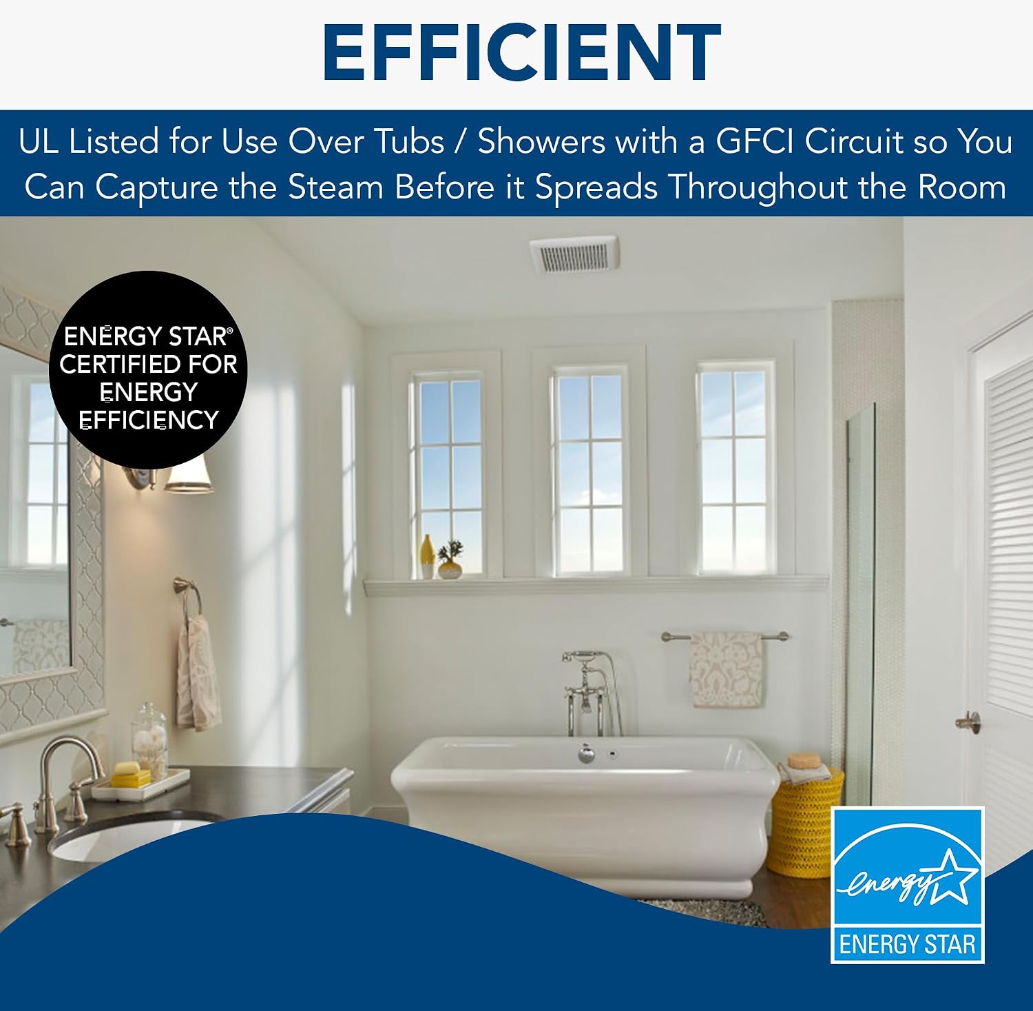 Broan-NuTone Bathroom Exhaust Fan, Easy Install, Powerful 110 CFM, Quiet 1.0 Sones, Energy Star