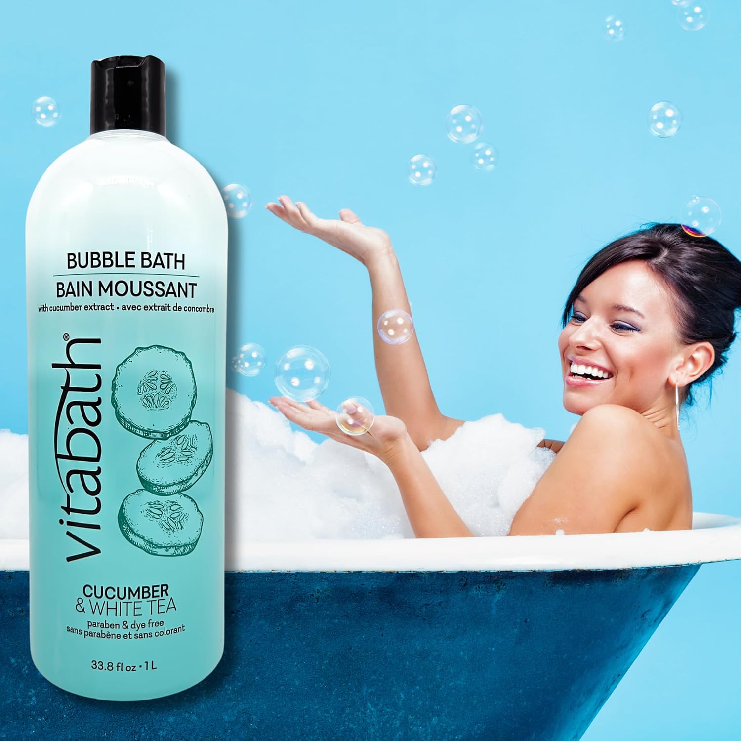 Vitabath Cucumber & White Tea Bubble Bath Rich Foaming Bubbly Soak & Relaxing Aromatherapy Moisturizing & Nourishing Indulgent Suds for Women & Men