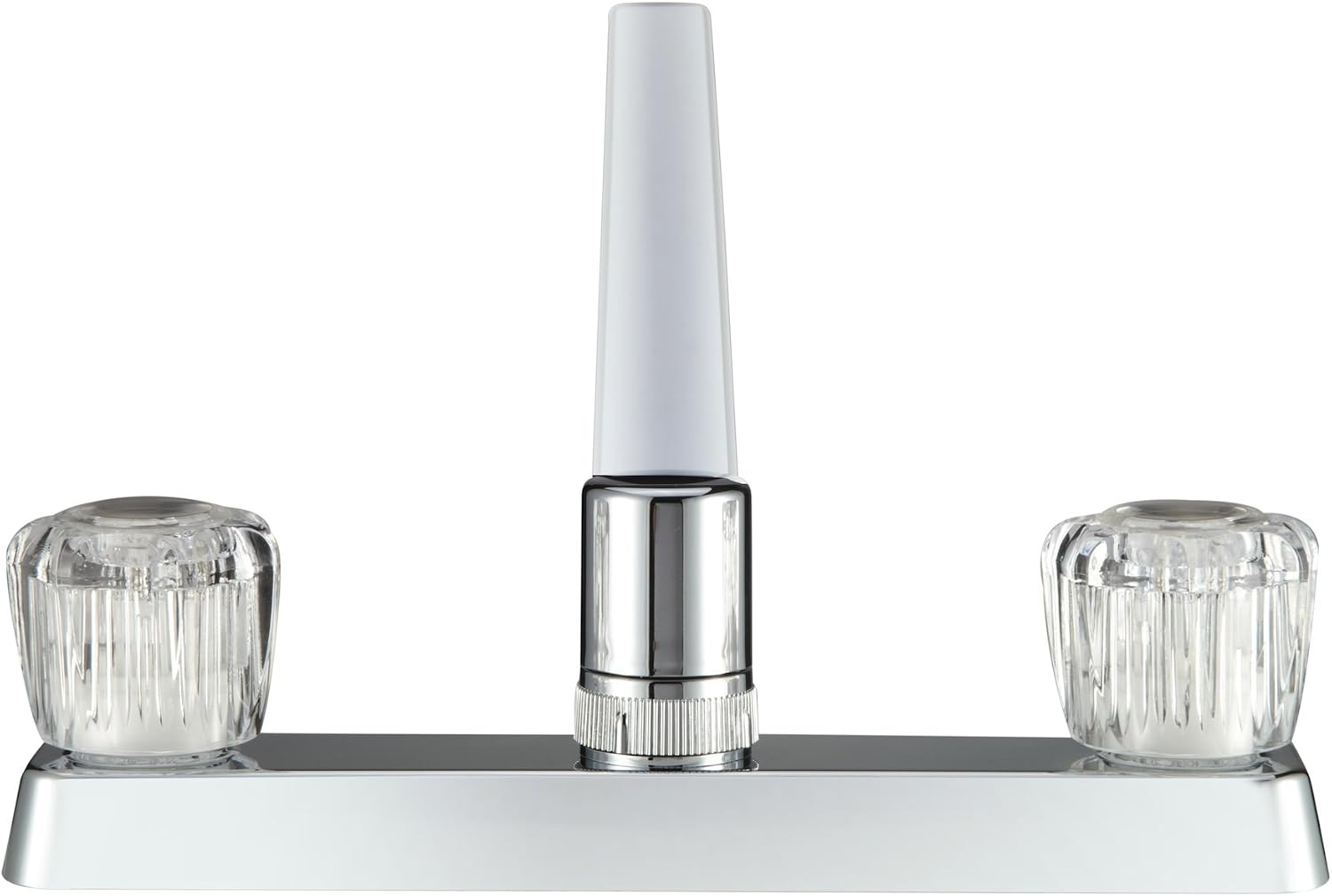 Dura Faucet DF-PK600S-BQ RV Two Handle Kitchen Sink Faucet (Bisque) | Smoked acrylic knobs give smooth, precise control of flow. Bisque Parchment. Plated ABS plastic (not metal).