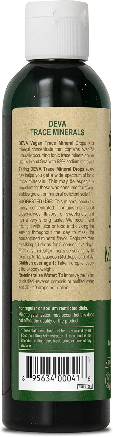 DEVA Vegan Ionic Trace Mineral Drops, Low Sodium, pH Balancing, 96-Day Supply, 8 Fl Oz