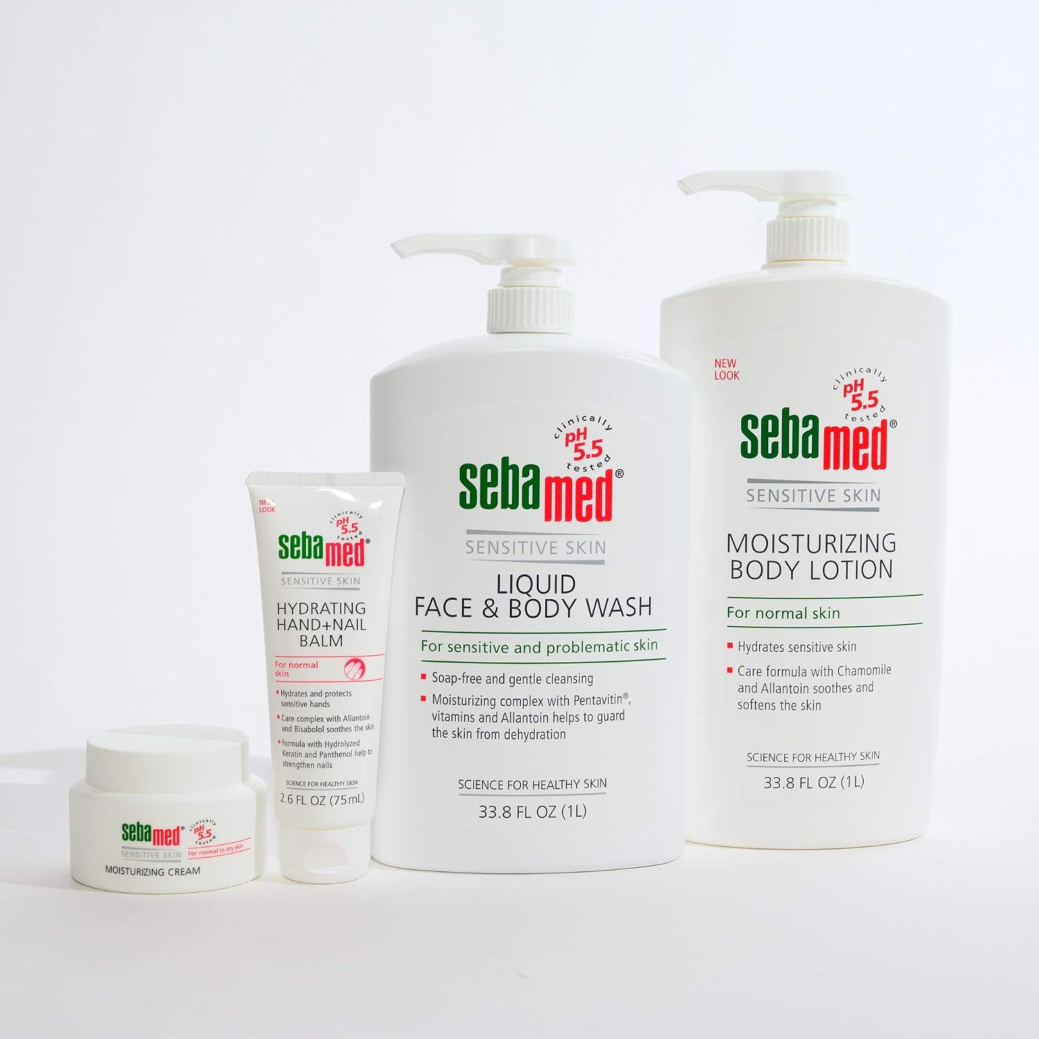 SEBAMED Sensitive Skin Face and Body Wash for Women and Men, pH 5.5, Mild Gentle Hydrating Cleanser, Hypoallergenic Body Wash, Dermatologist Recommended, 33.8 Fluid Ounces (1 Liter)