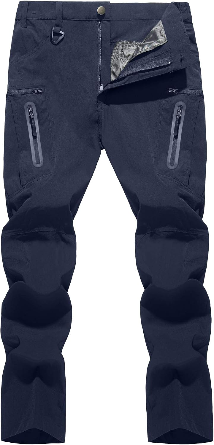 TACVASEN Men's Lightweight Hiking Tactical Pants Waterproof Quick Dry Cargo Work Rain Outdoor Pants 8 Pockets