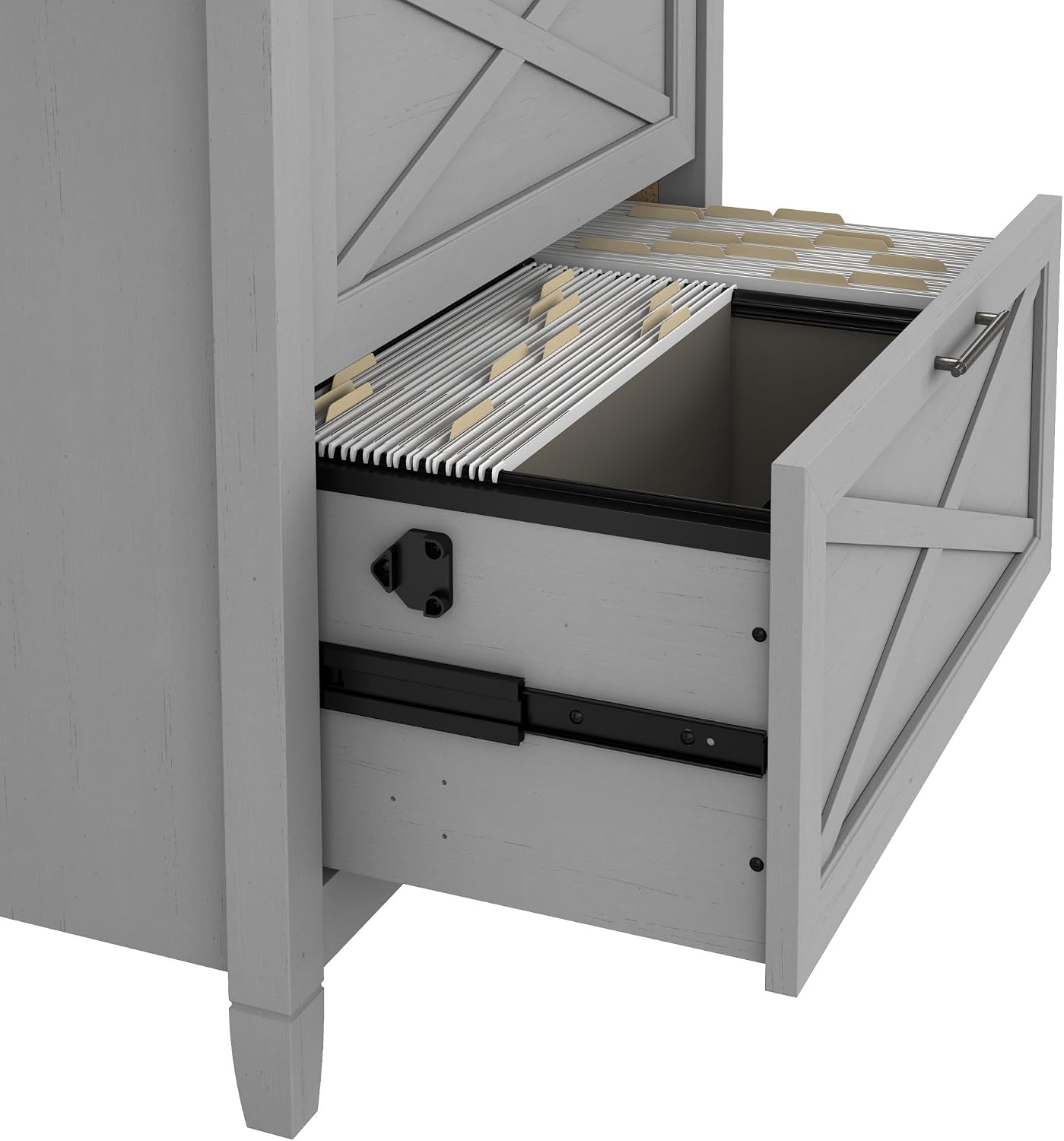 Bush Home Key West 2 Drawer Lateral File Cabinet in Washed Gray, Document Storage for Home Office, Accent Chest with Drawers