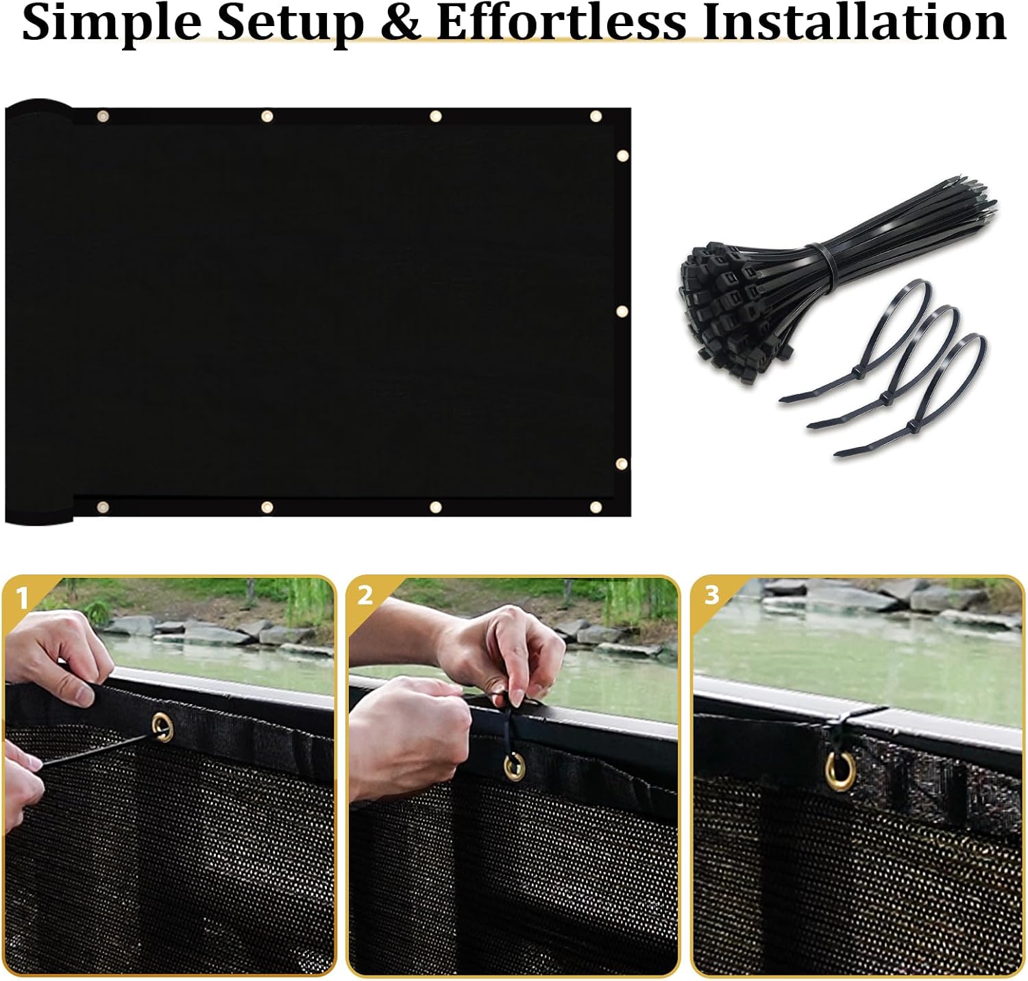 Shade&Beyond 4' X 50' Fence Privacy Screen Heavy Duty 170 GSM Fencing Mesh Shade Net Cover for Wall Garden Back Yard Outdoor Home Decoration, Black