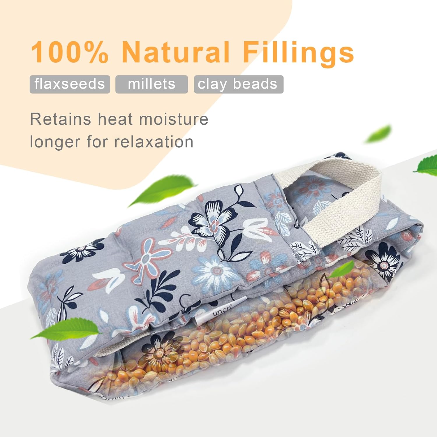 UNCN Long Wide Heating Pad for Neck and Shoulders Back 33x5.9 Microwavable Large Moist Heat Pack Warm Hot Compress Neck Wrap Weighted Bag Massage
