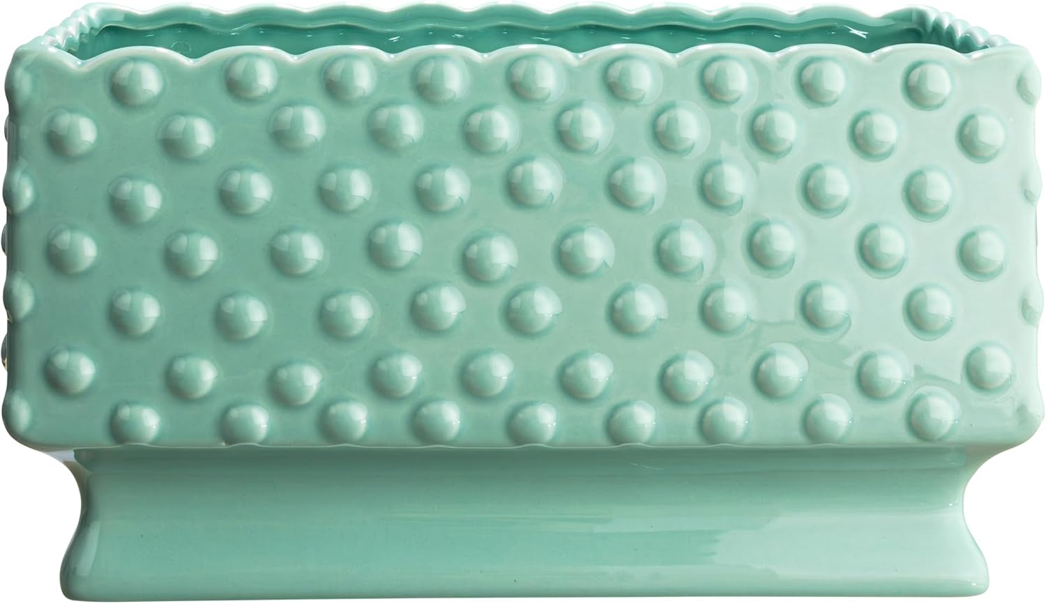 Creative Co-Op White Hobnail Rectangle Ceramic Planter