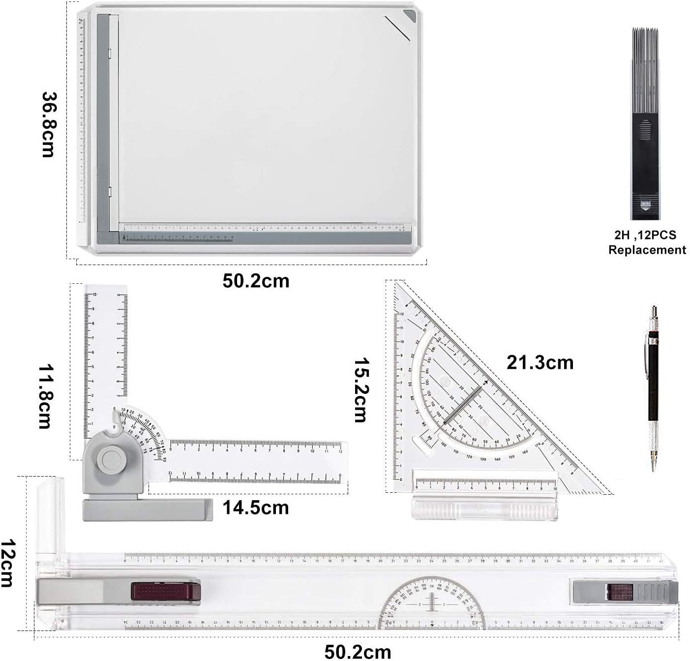 Frylr Inch A3 Drawing Board Drafting Table Multifunctional Drawing Board Table with Clear Rule Parallel Motion and Angle Adjustable Measuring System