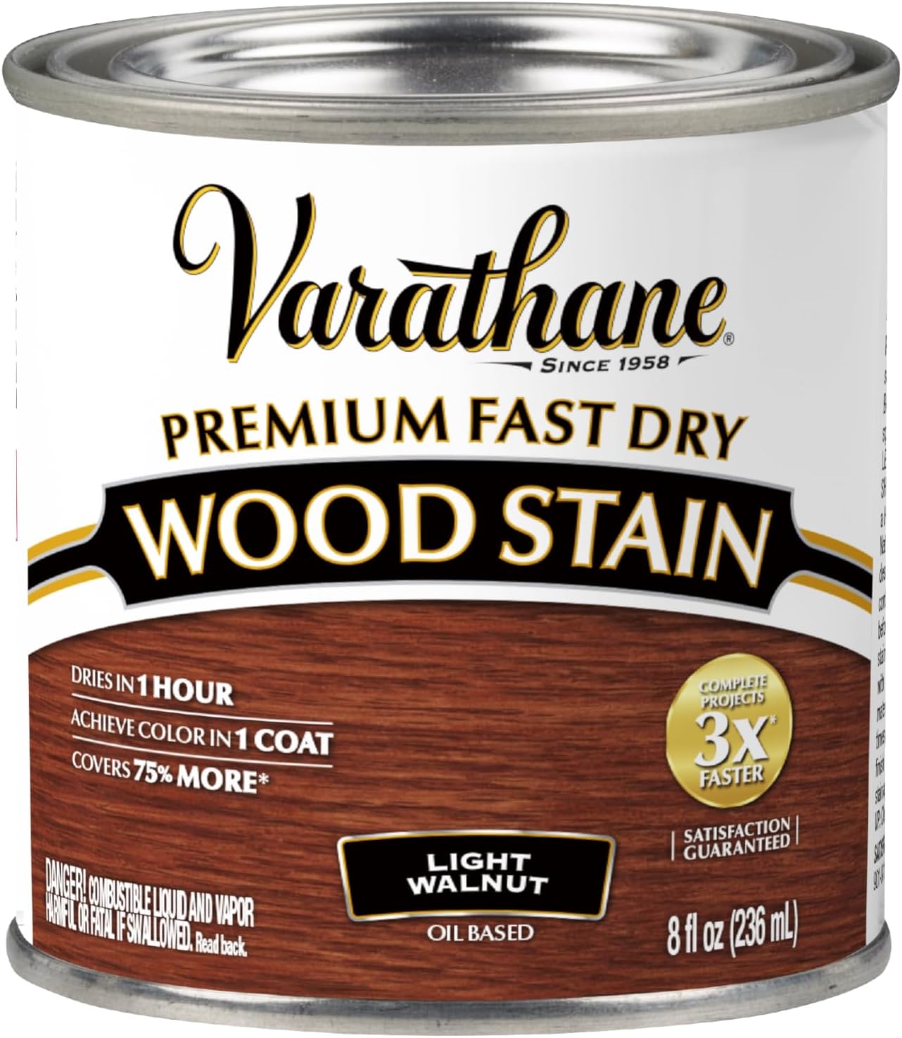 Varathane Premium Fast Dry Weathered Gray Wood Stain | Oil-Based, 1 Coat Color, 1 Hour Dry Time, Interior Wood Stain, Furniture, Cabinets, Doors, Covers Up to 275 Sq Ft, Quart