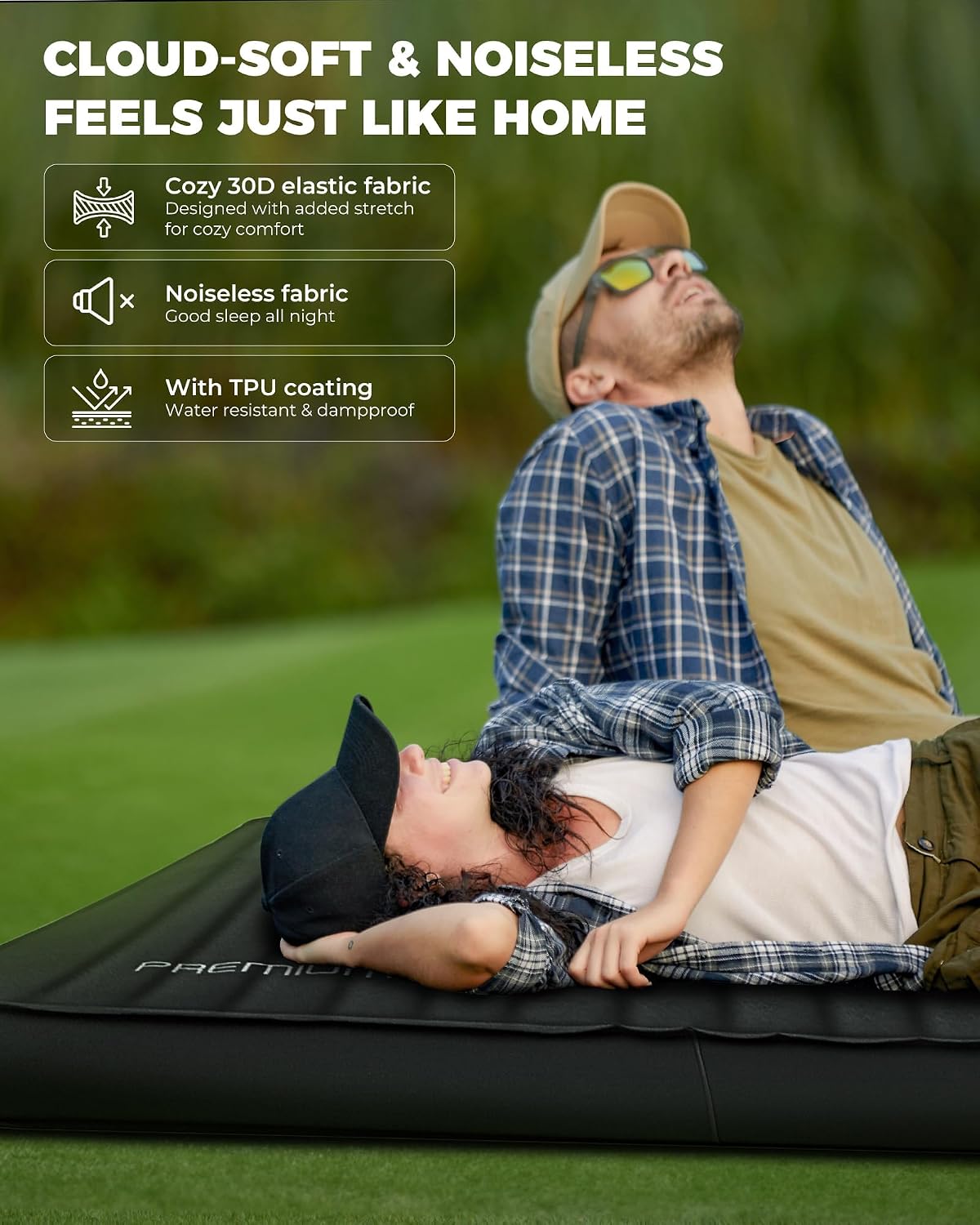 KingCamp Premium Double Camping Mattress, 7.5 R-Value, 2 Person Black