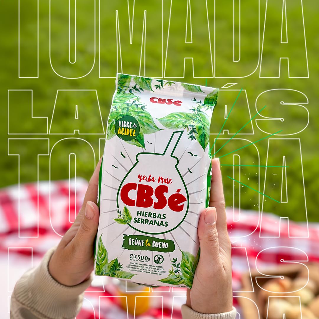 CBSé Yerba Mate Hierbas Serranas – 500 g (1.1 lb) Loose Leaf Yerba Mate Tea with Mountain Herbs, Naturally Caffeinated, Gluten-Free.