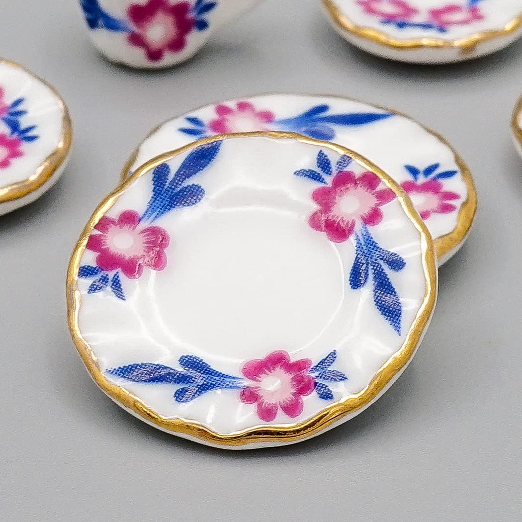 Odoria 1/12 Miniature Porcelain Tea Set 15Pcs Dollhouse Decoration Accessories, Grapes